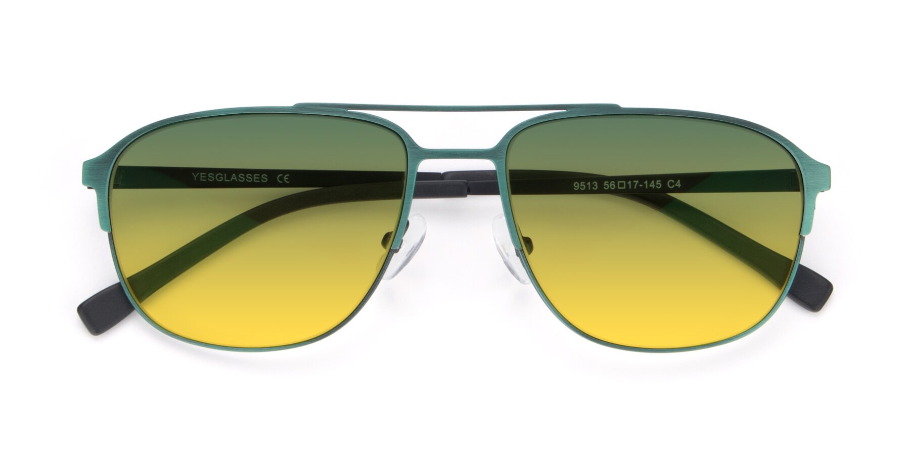 Folded Front of 9513 in Antique Green with Green / Yellow Gradient Lenses
