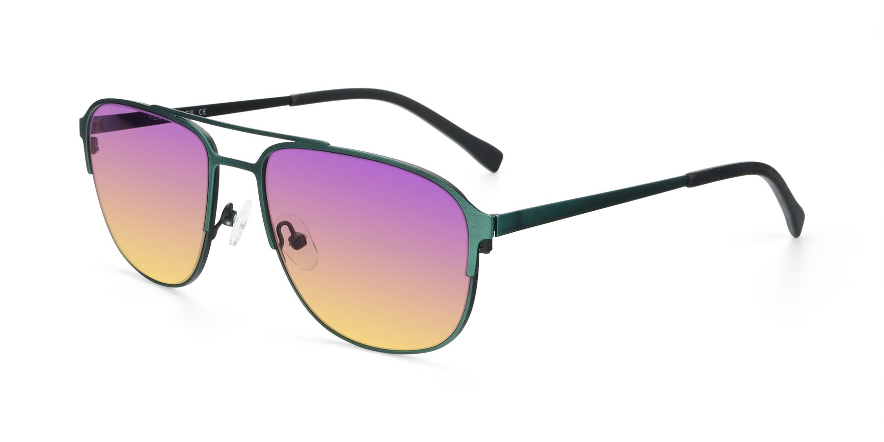 Angle of 9513 in Antique Green with Purple / Yellow Gradient Lenses