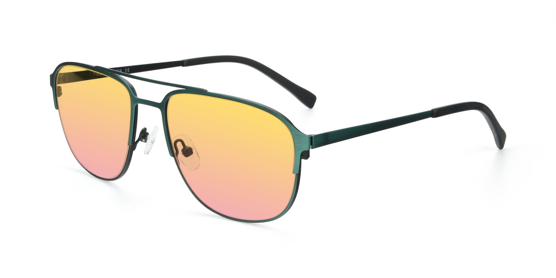 Angle of 9513 in Antique Green with Yellow / Pink Gradient Lenses