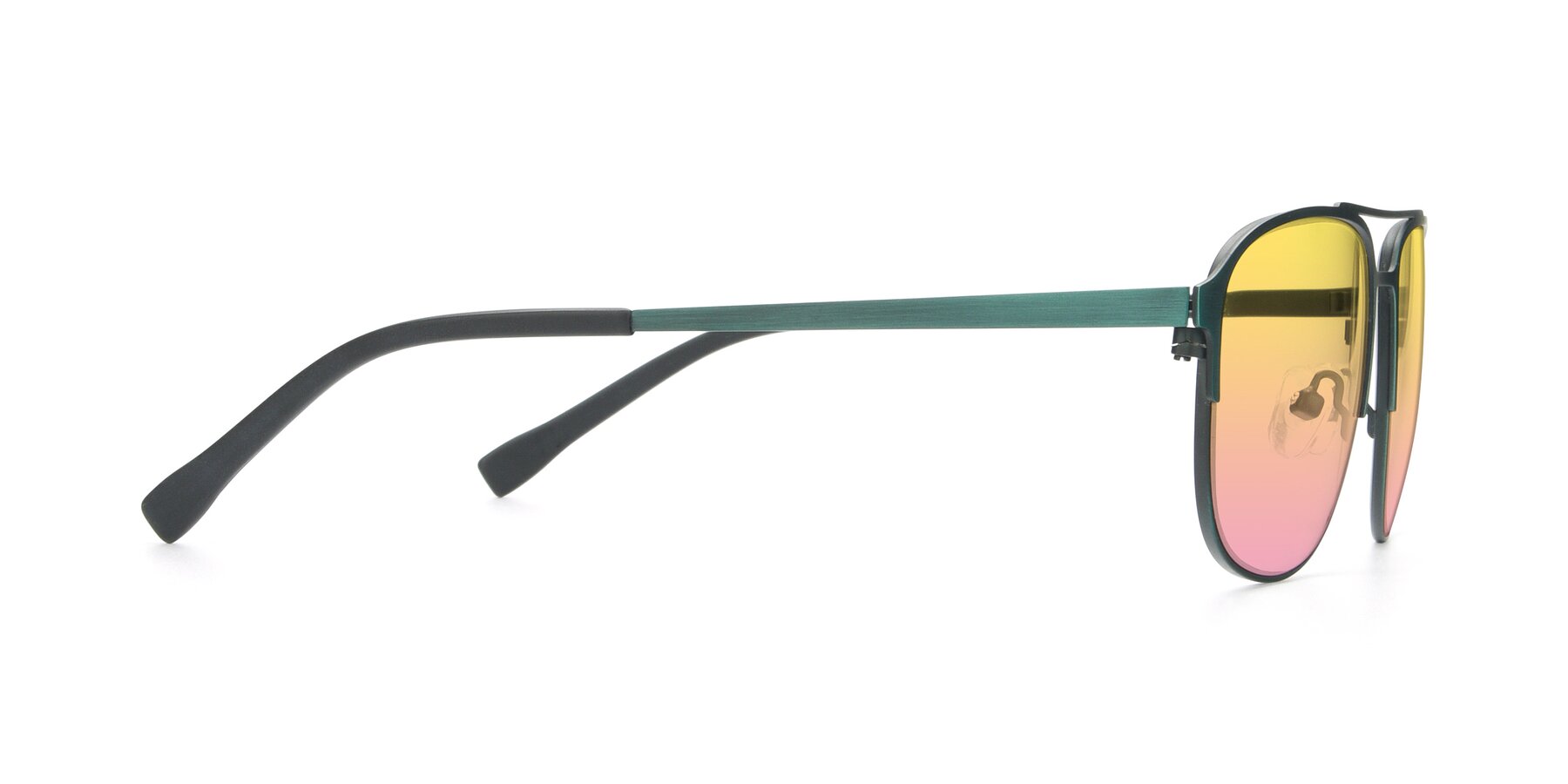Side of 9513 in Antique Green with Yellow / Pink Gradient Lenses