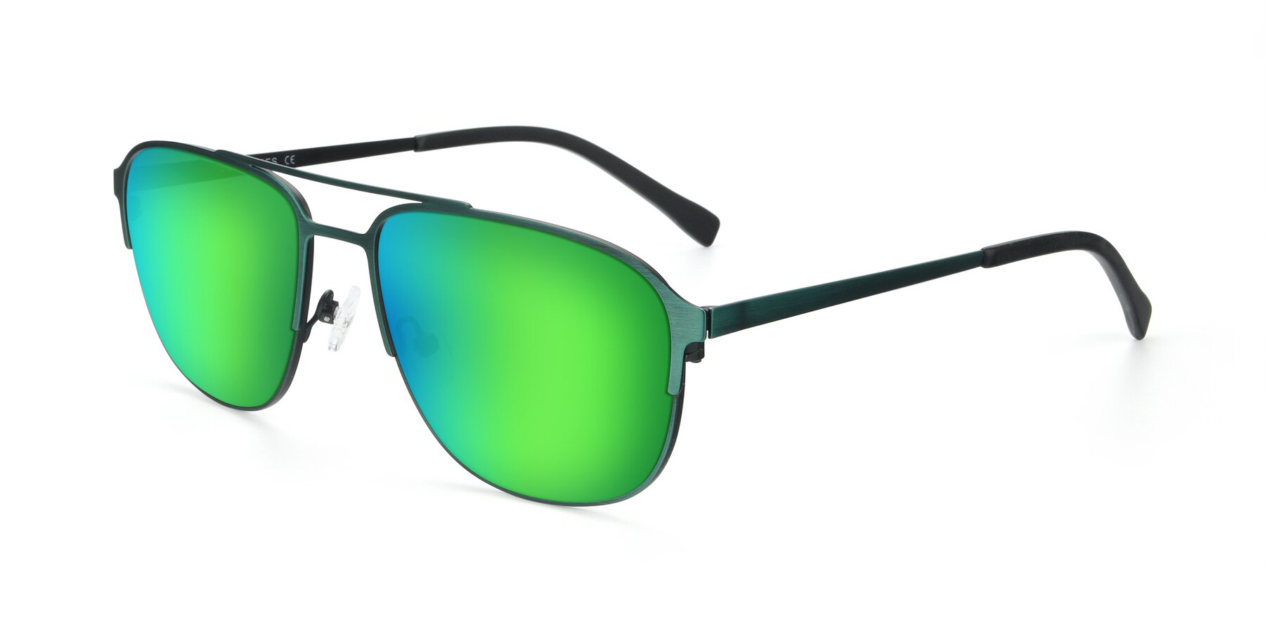 Angle of 9513 in Antique Green with Green Mirrored Lenses