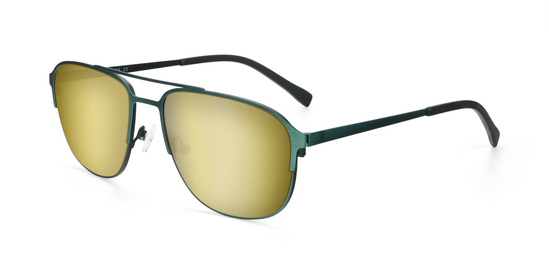 Angle of 9513 in Antique Green with Gold Mirrored Lenses