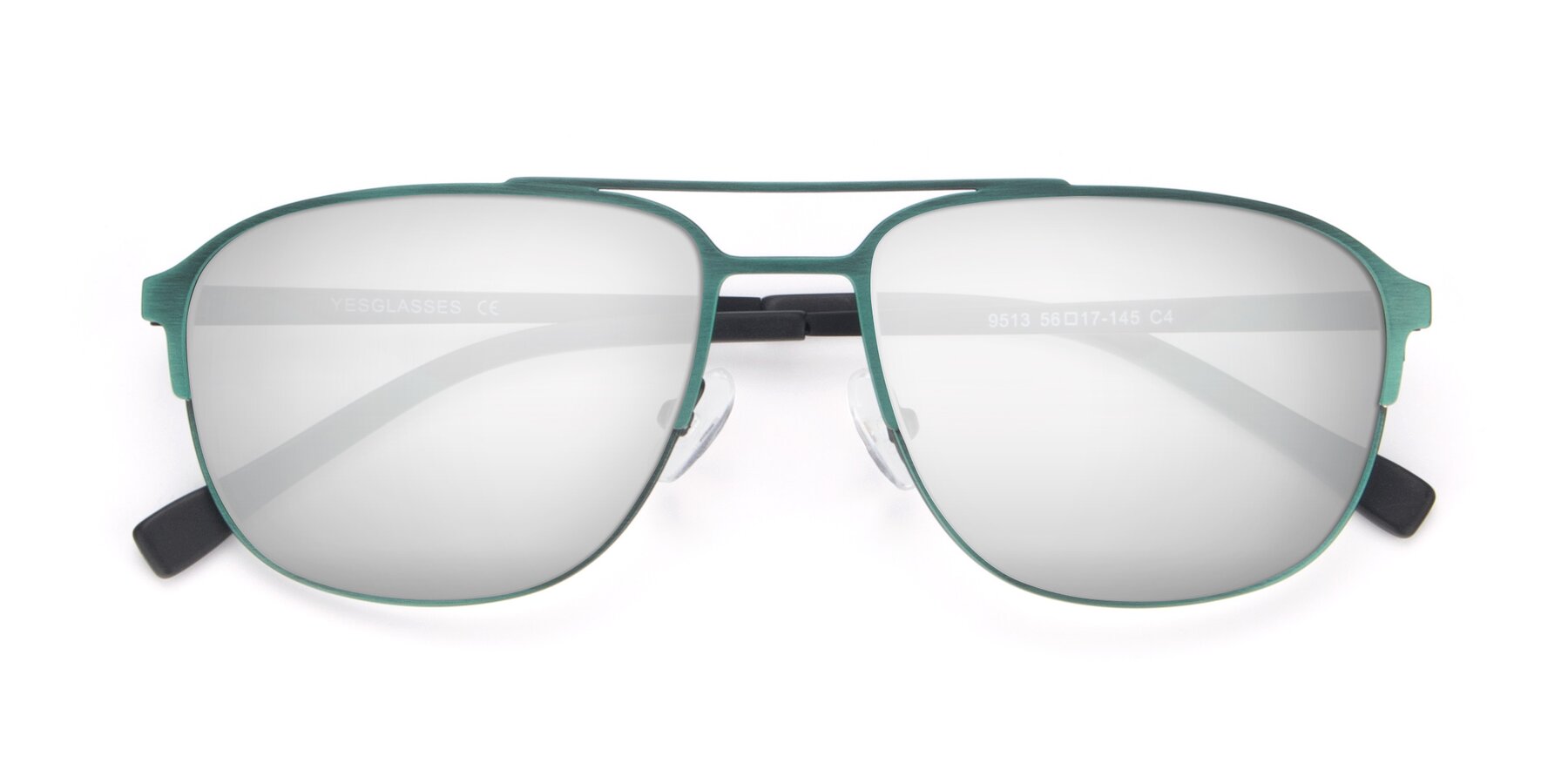 Folded Front of 9513 in Antique Green with Silver Mirrored Lenses