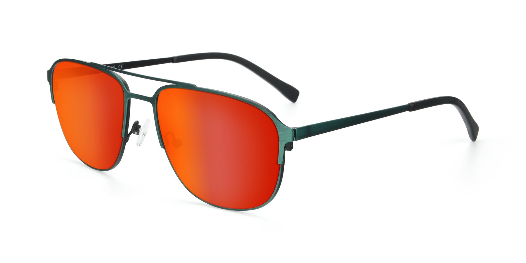 Angle of 9513 in Antique Green with Red Gold Mirrored Lenses