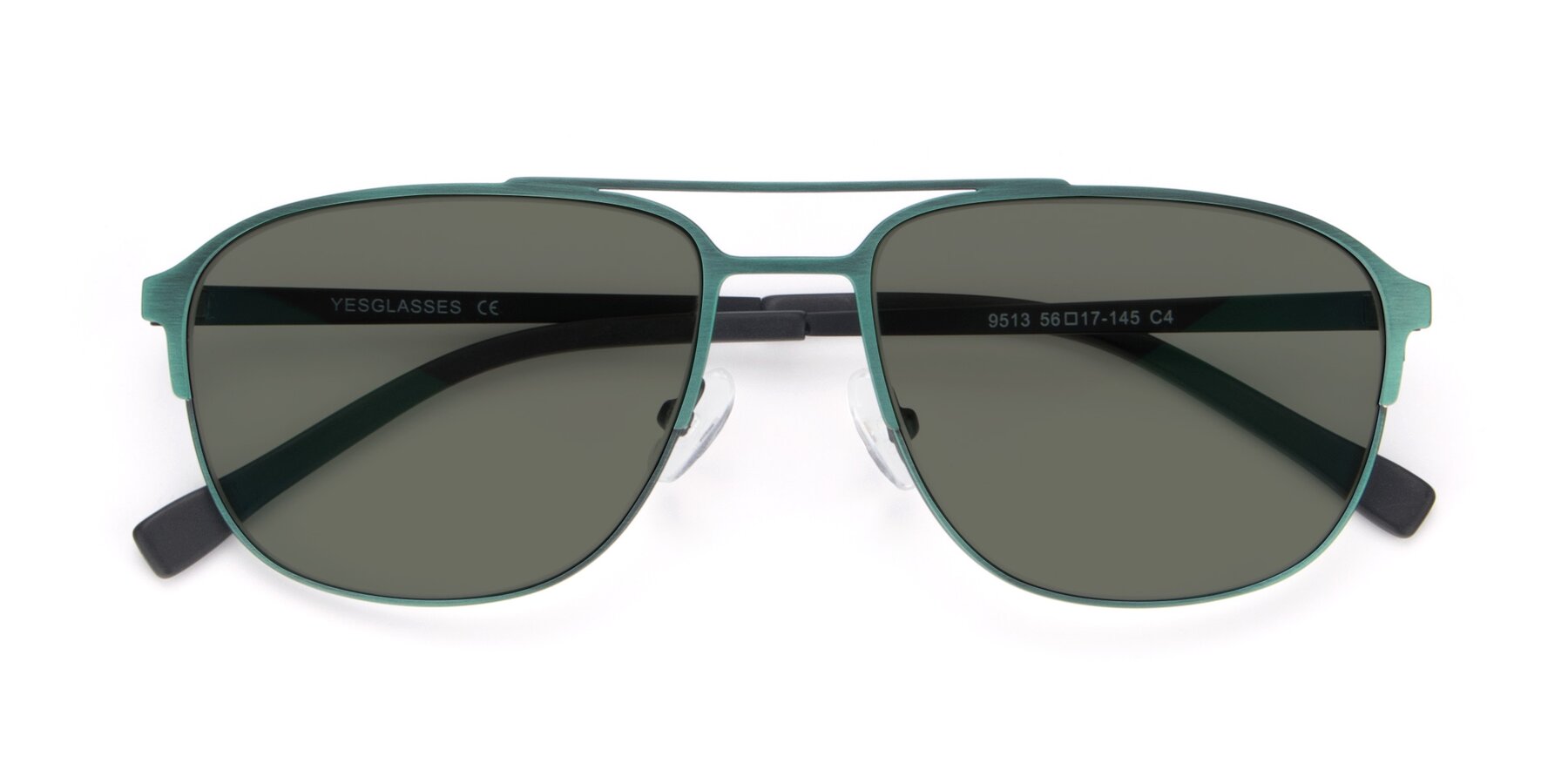 Folded Front of 9513 in Antique Green with Gray Polarized Lenses