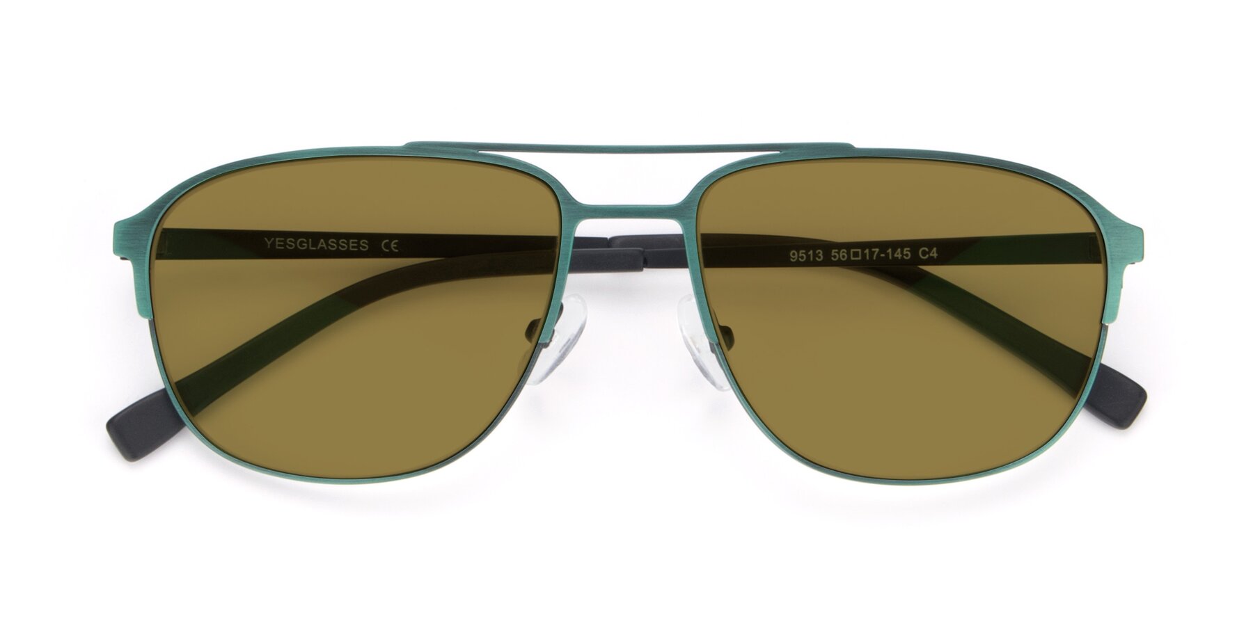 Folded Front of 9513 in Antique Green with Brown Polarized Lenses
