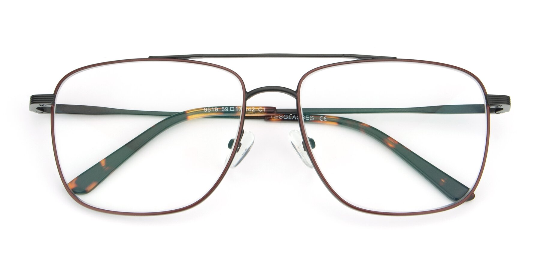 Folded Front of 9519 in Brown-Black with Clear Reading Eyeglass Lenses