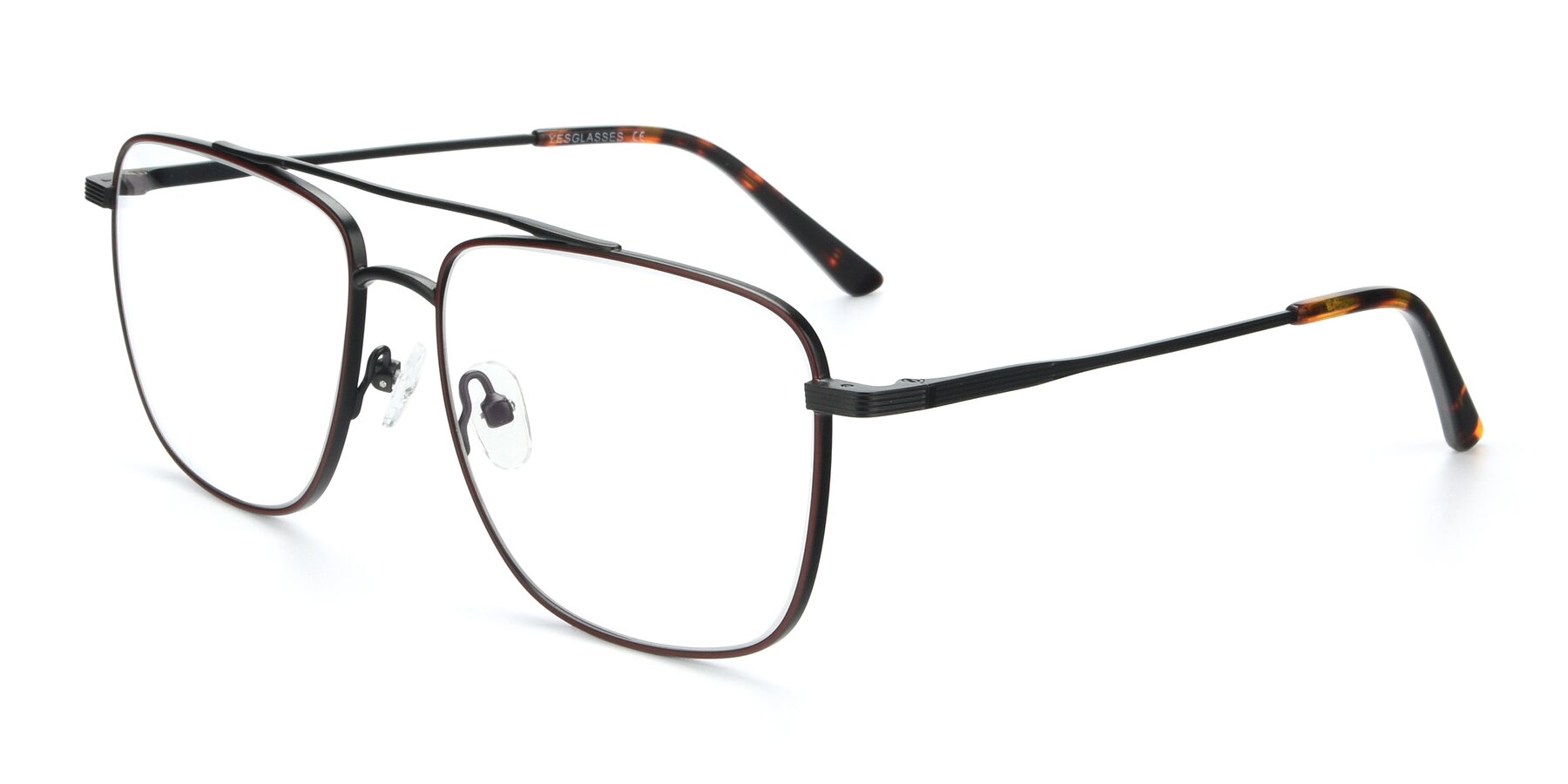 Angle of 9519 in Brown-Black with Clear Reading Eyeglass Lenses