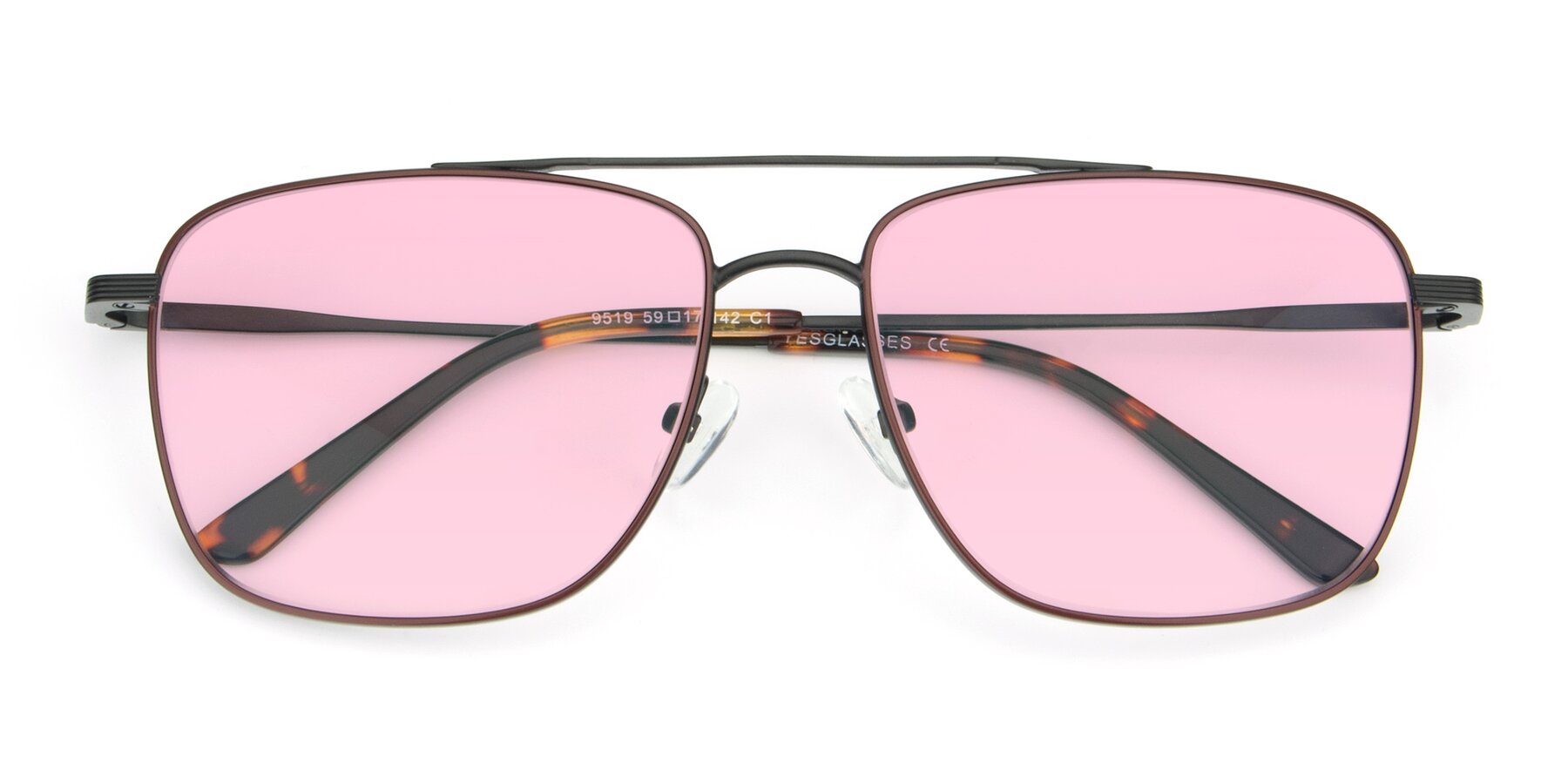 Folded Front of 9519 in Brown-Black with Light Pink Tinted Lenses