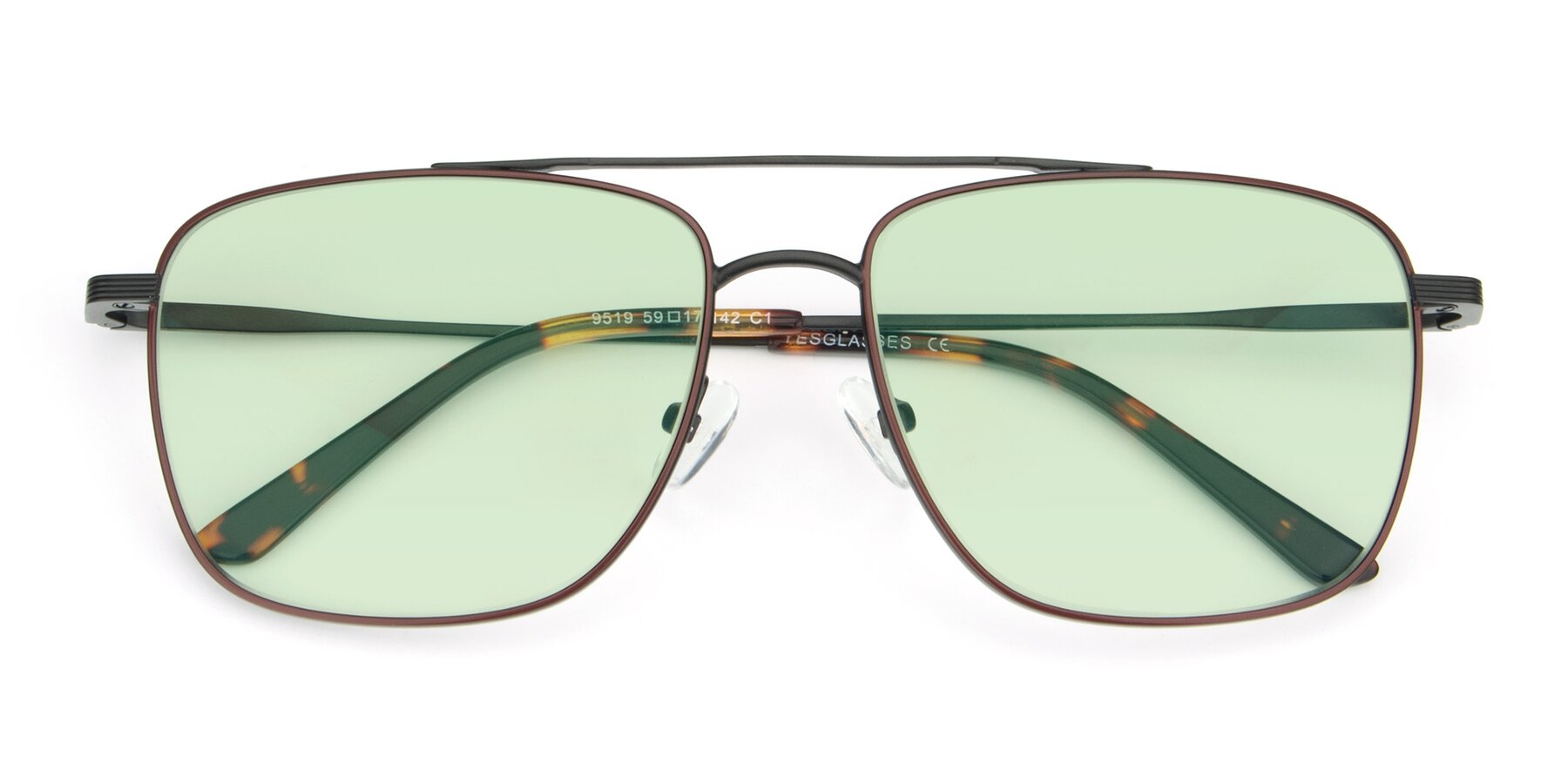 Folded Front of 9519 in Brown-Black with Light Green Tinted Lenses