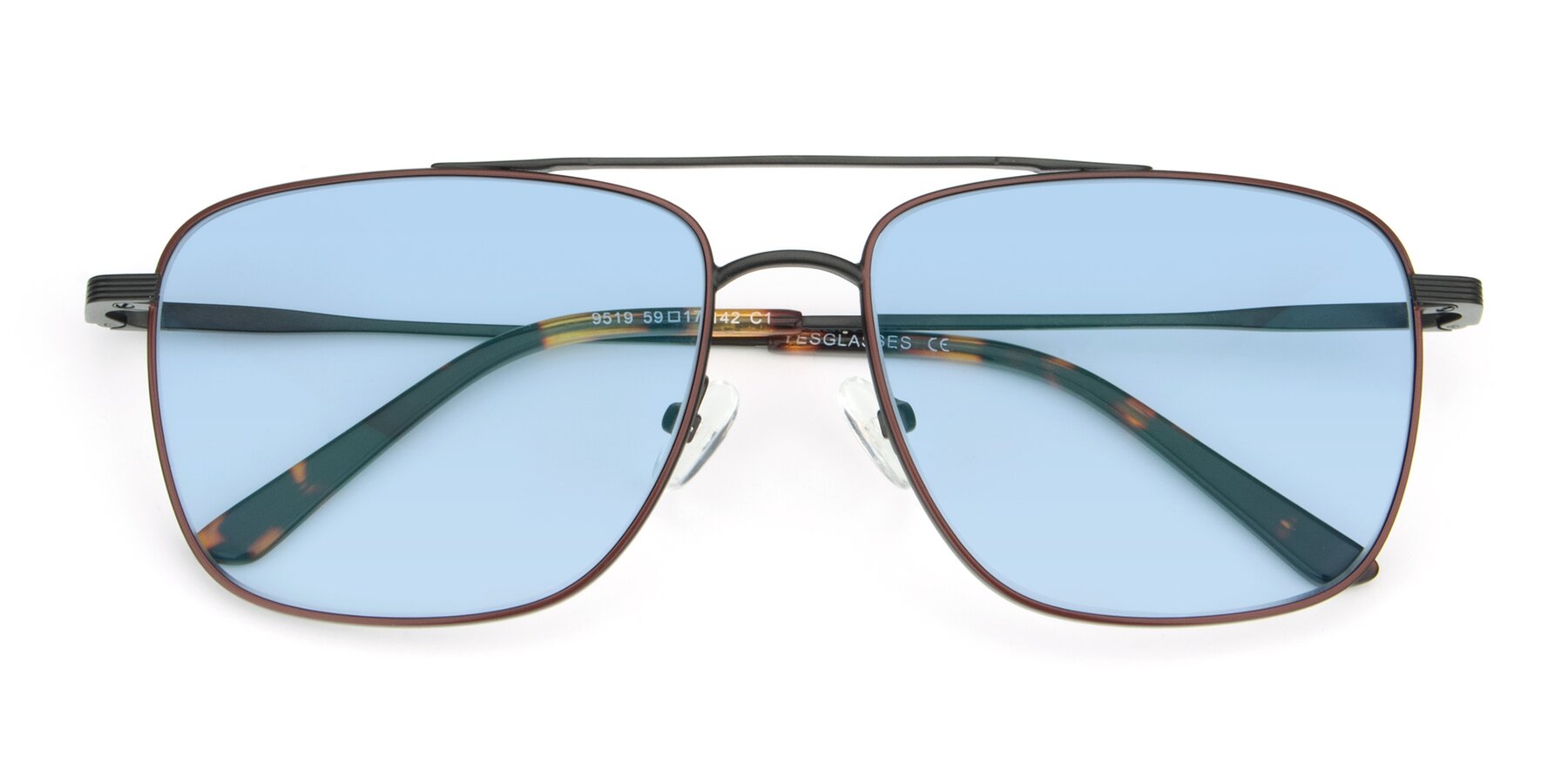 Folded Front of 9519 in Brown-Black with Light Blue Tinted Lenses