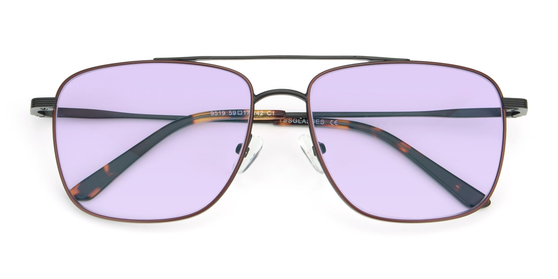 Folded Front of 9519 in Brown-Black with Light Purple Tinted Lenses