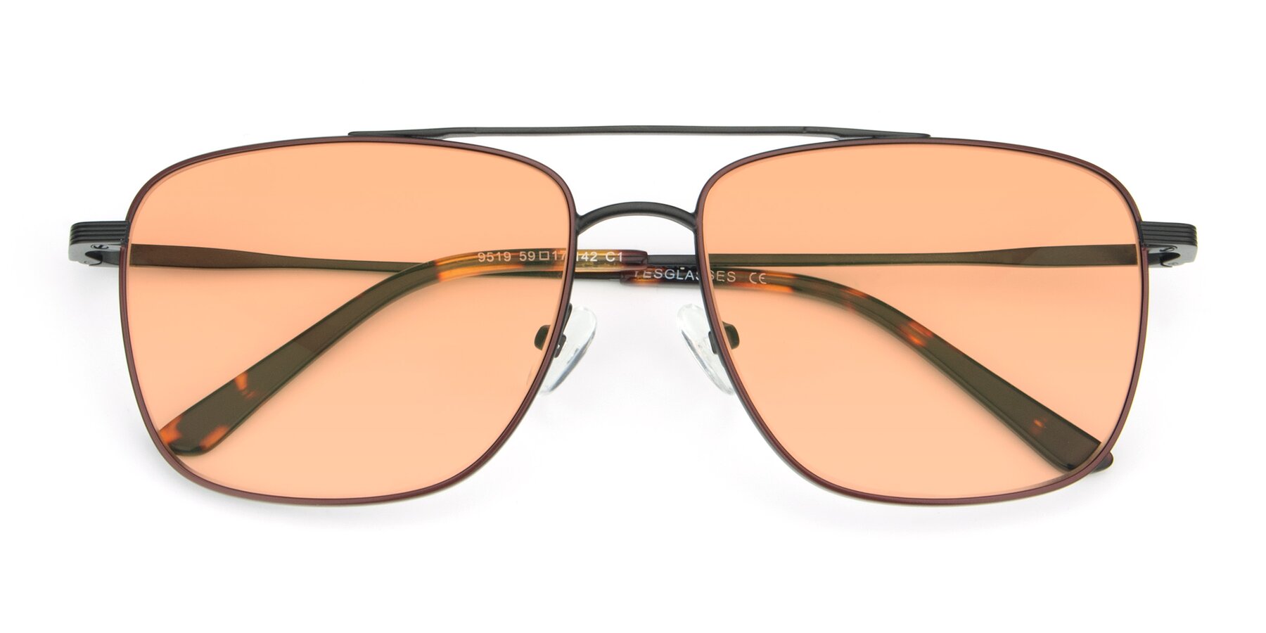 Folded Front of 9519 in Brown-Black with Light Orange Tinted Lenses