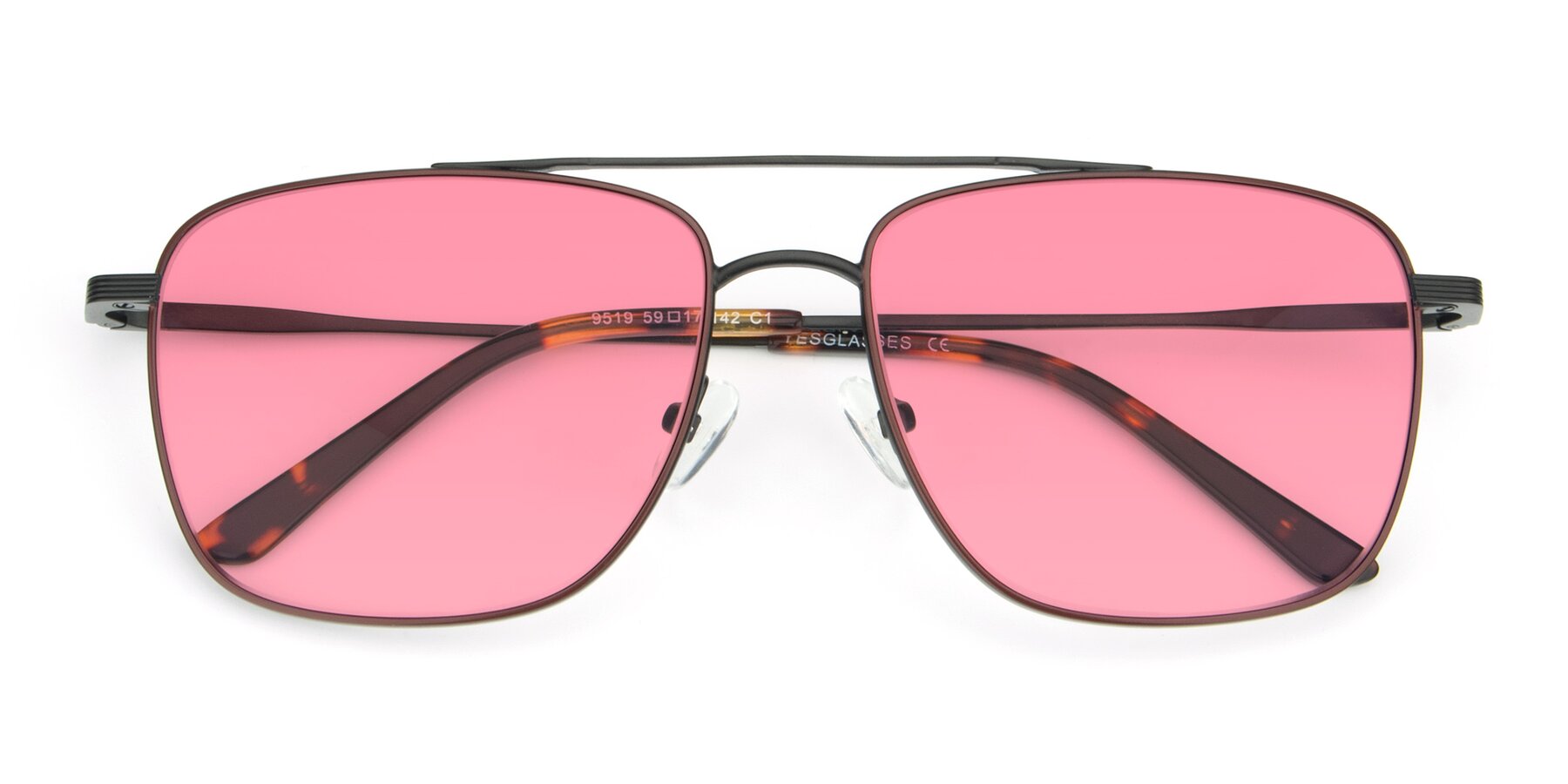 Folded Front of 9519 in Brown-Black with Pink Tinted Lenses