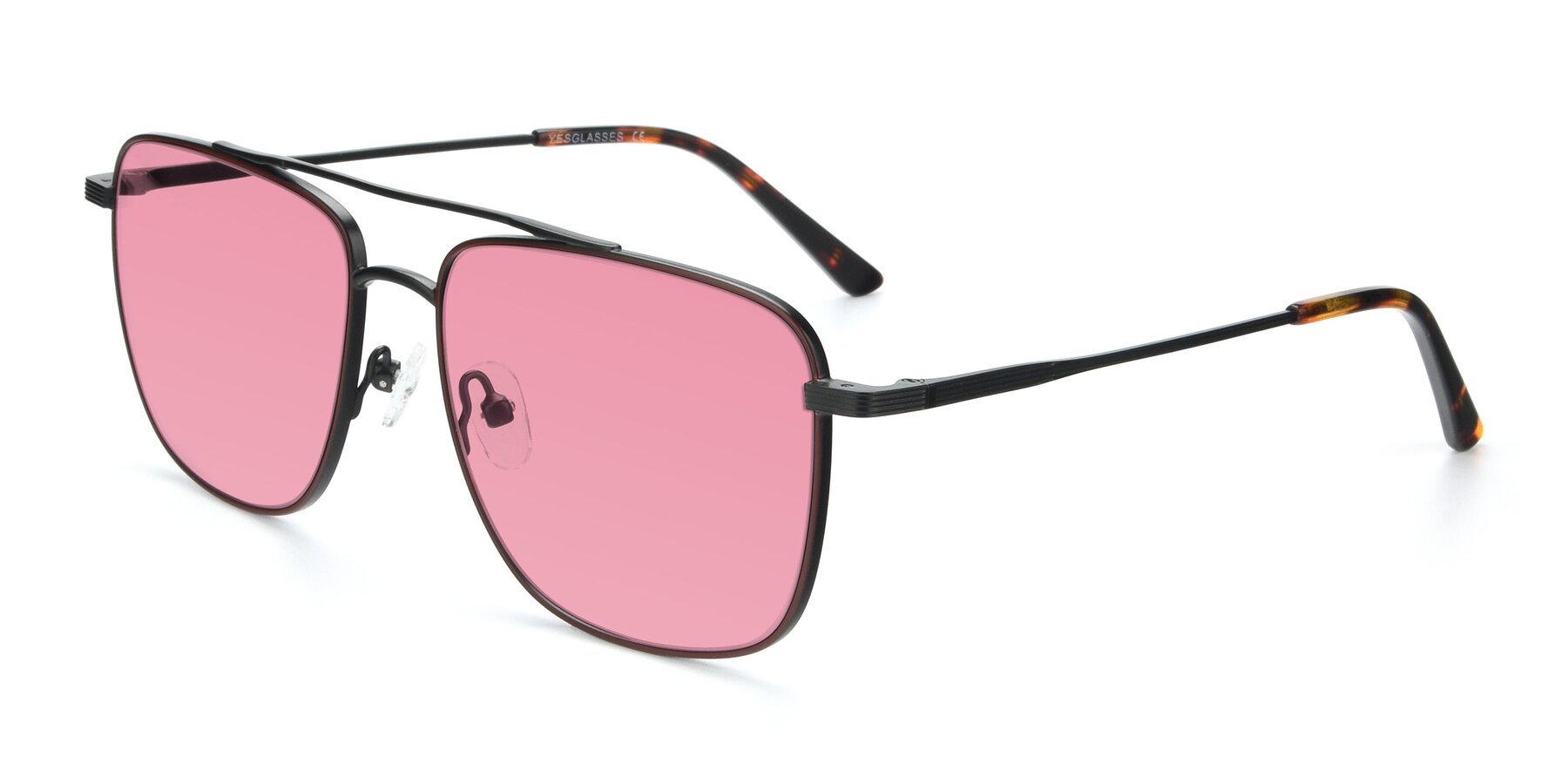 Angle of 9519 in Brown-Black with Pink Tinted Lenses