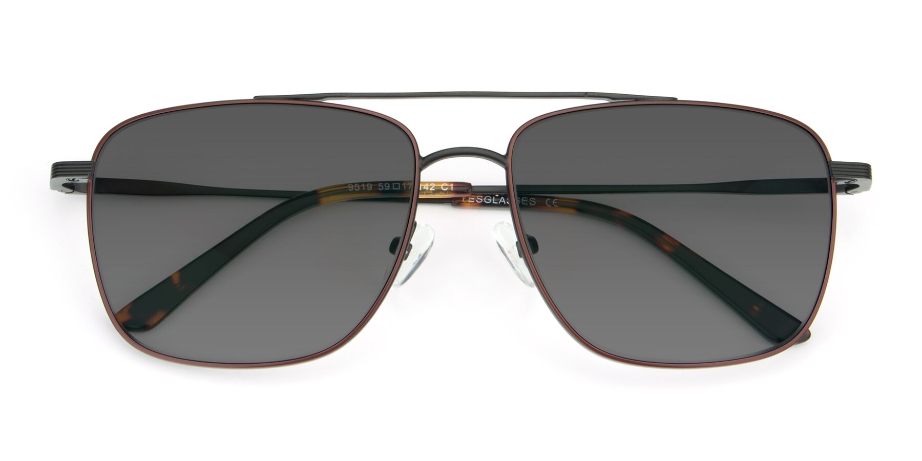 Folded Front of 9519 in Brown-Black with Medium Gray Tinted Lenses