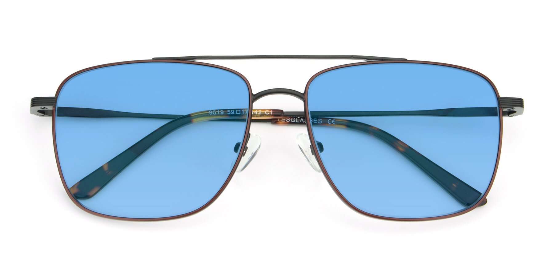 Folded Front of 9519 in Brown-Black with Medium Blue Tinted Lenses