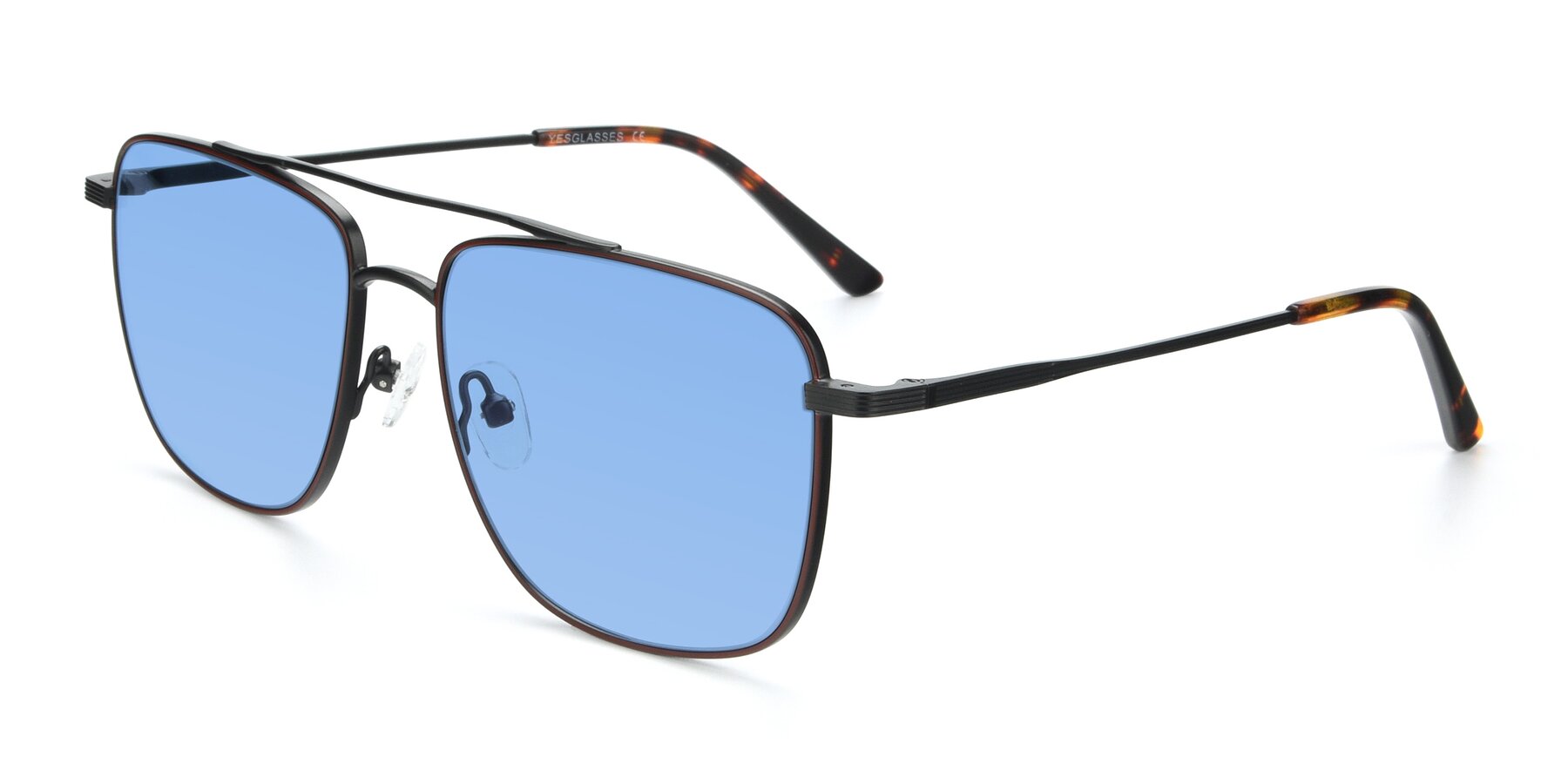 Angle of 9519 in Brown-Black with Medium Blue Tinted Lenses