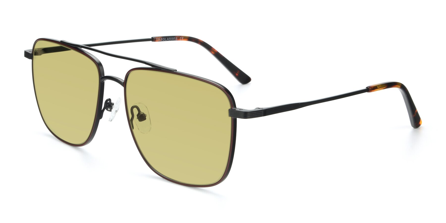 Angle of 9519 in Brown-Black with Medium Champagne Tinted Lenses