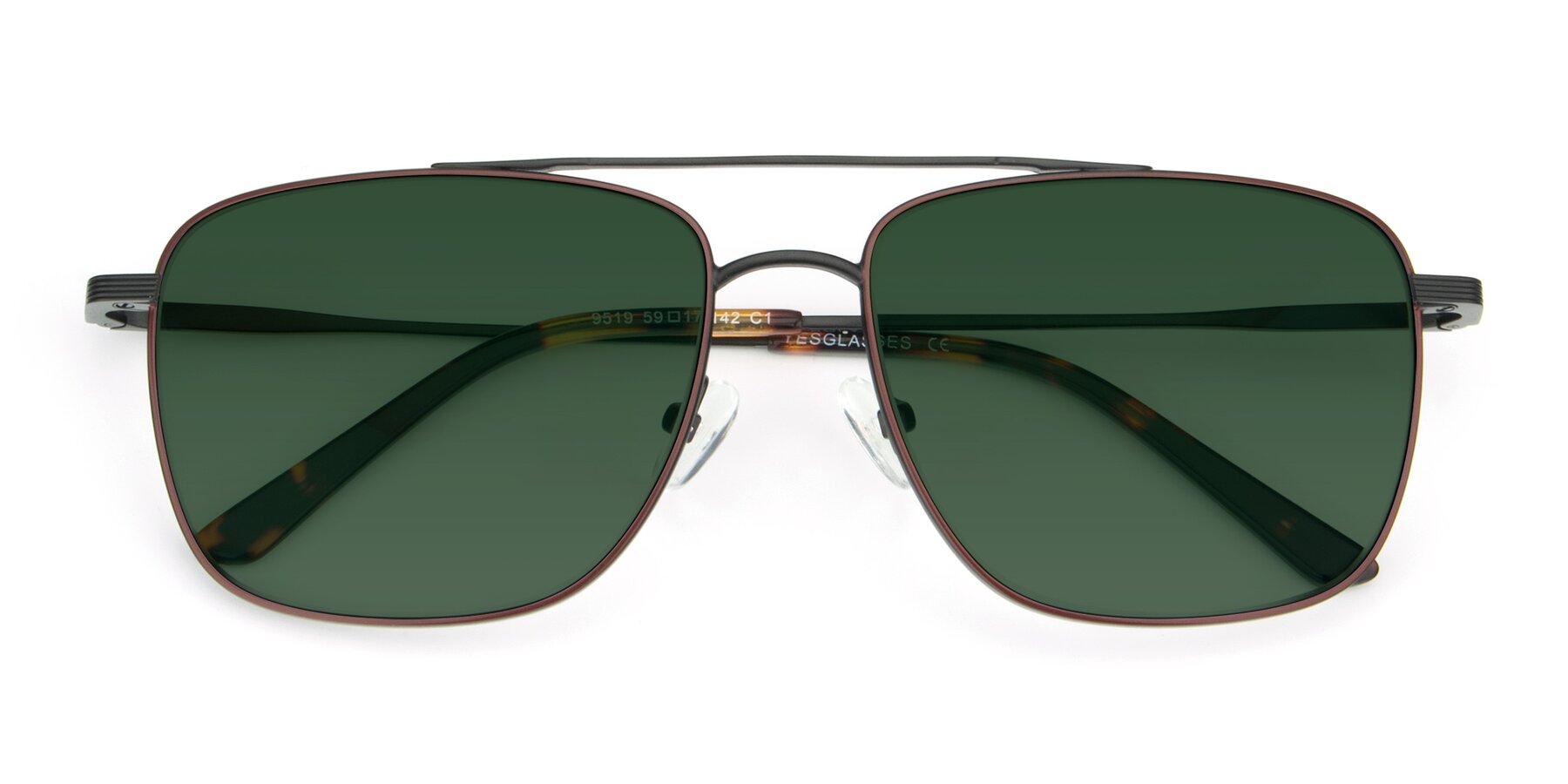 Folded Front of 9519 in Brown-Black with Green Tinted Lenses