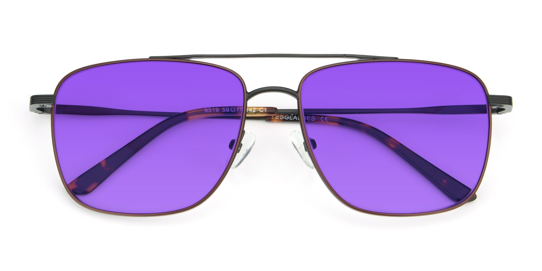 Folded Front of 9519 in Brown-Black with Purple Tinted Lenses
