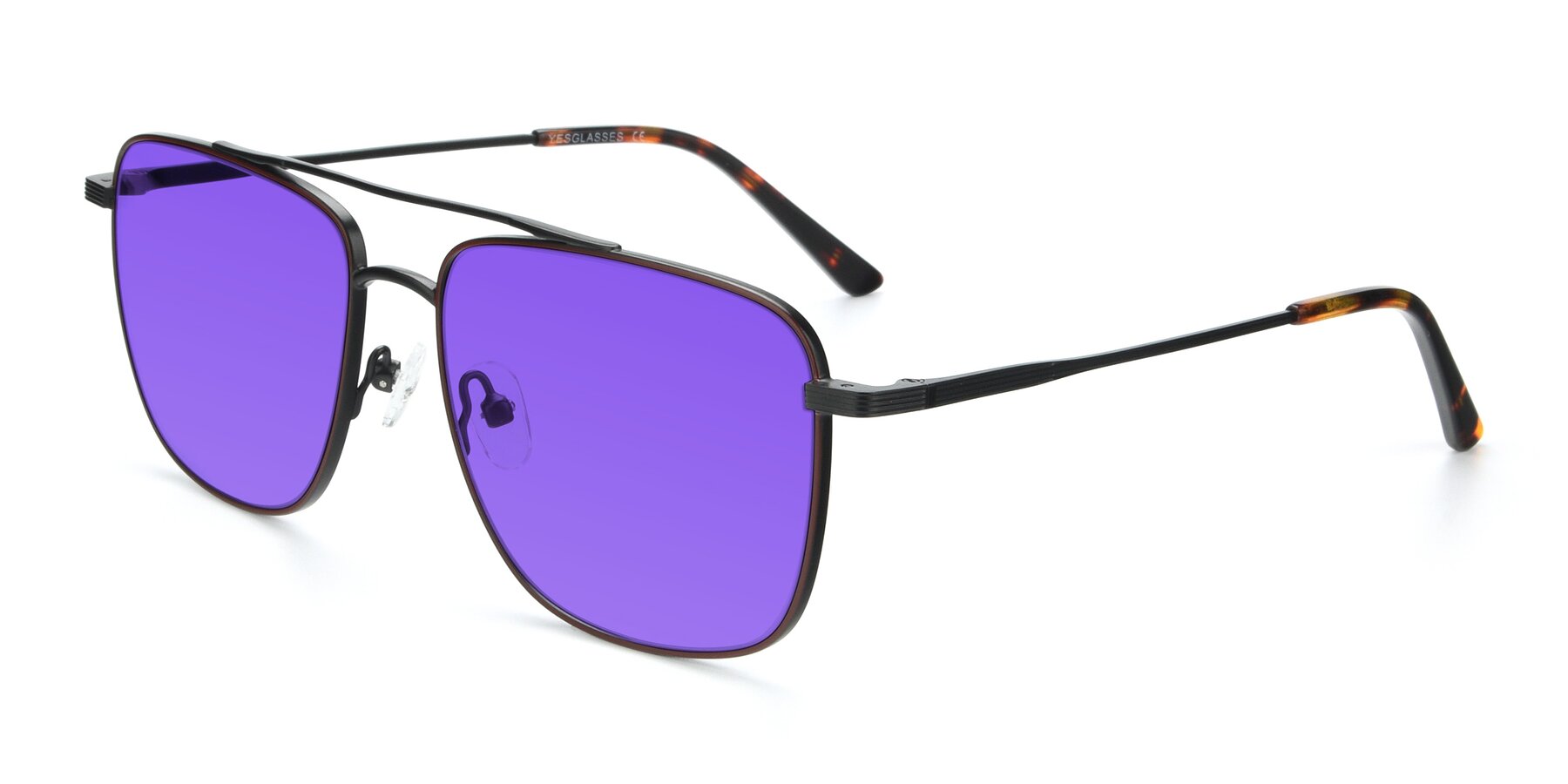 Angle of 9519 in Brown-Black with Purple Tinted Lenses