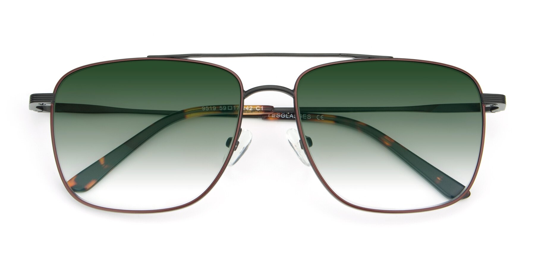Folded Front of 9519 in Brown-Black with Green Gradient Lenses