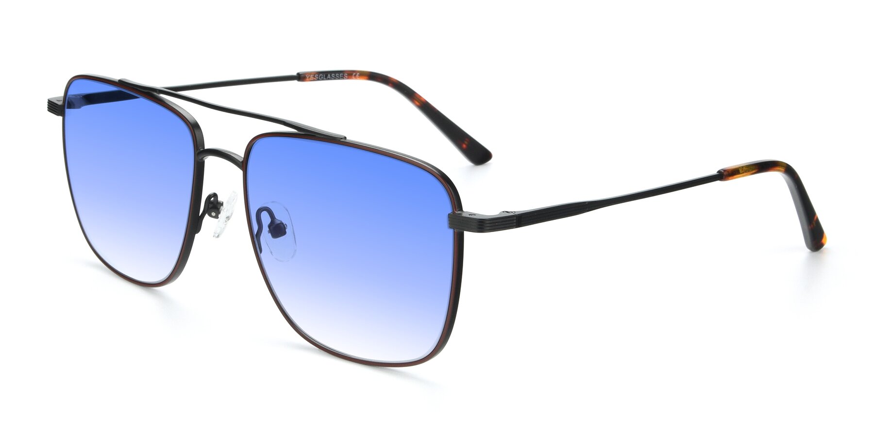 Angle of 9519 in Brown-Black with Blue Gradient Lenses
