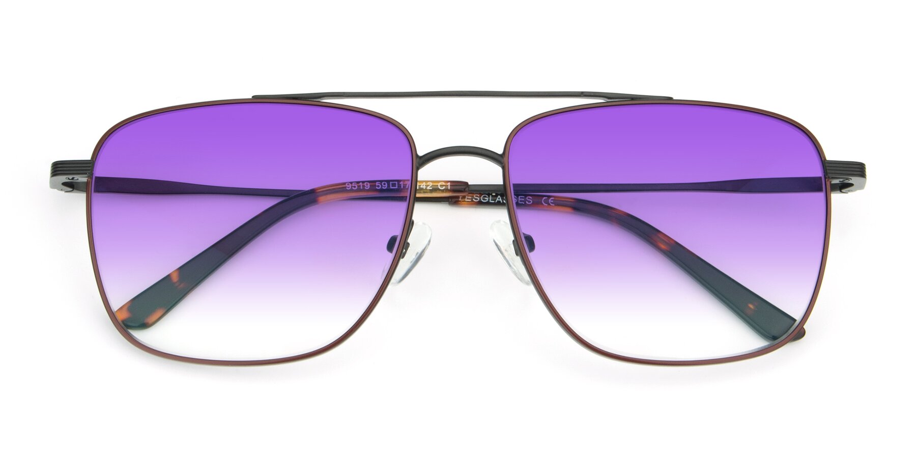 Folded Front of 9519 in Brown-Black with Purple Gradient Lenses