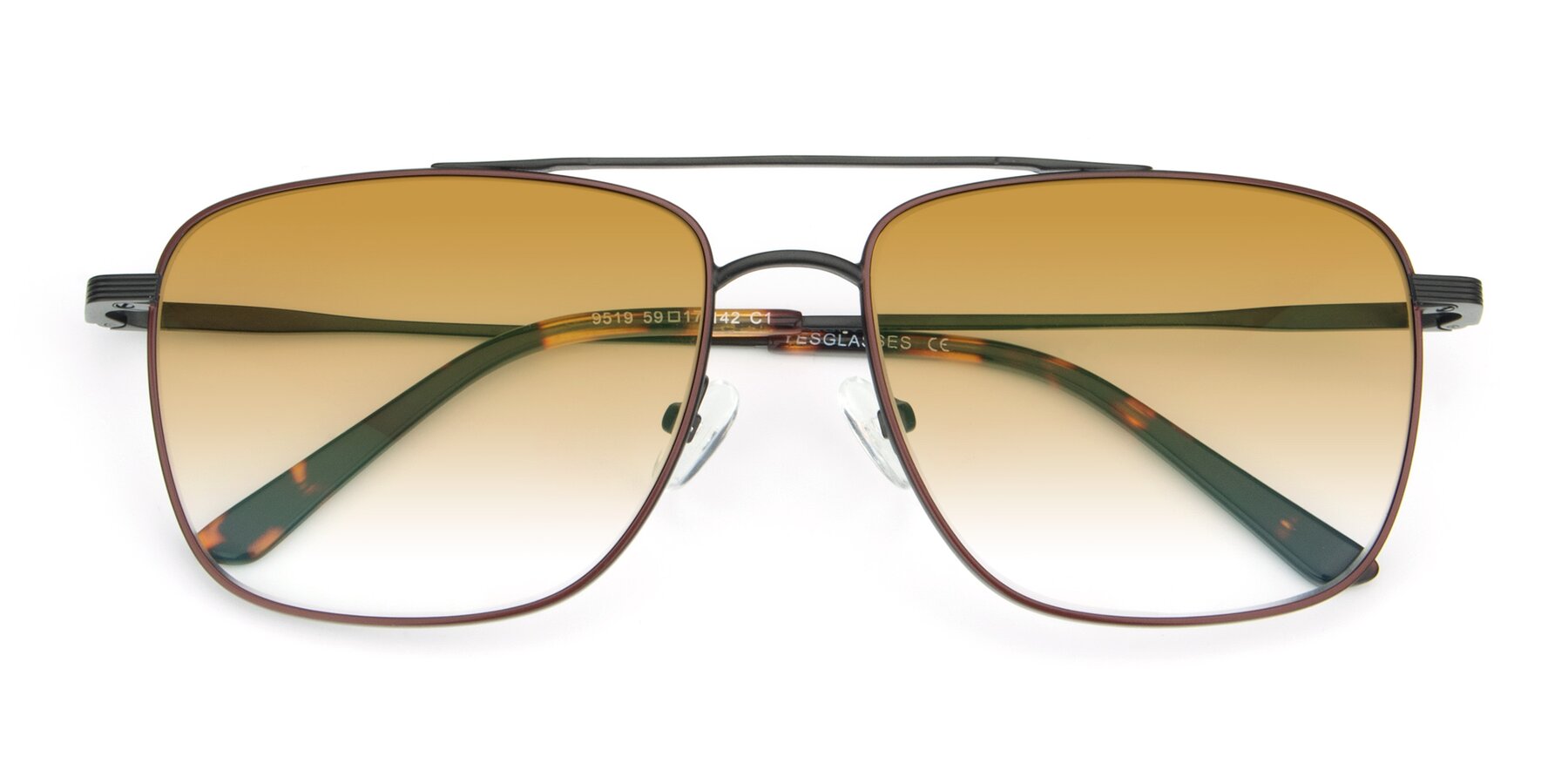 Folded Front of 9519 in Brown-Black with Champagne Gradient Lenses