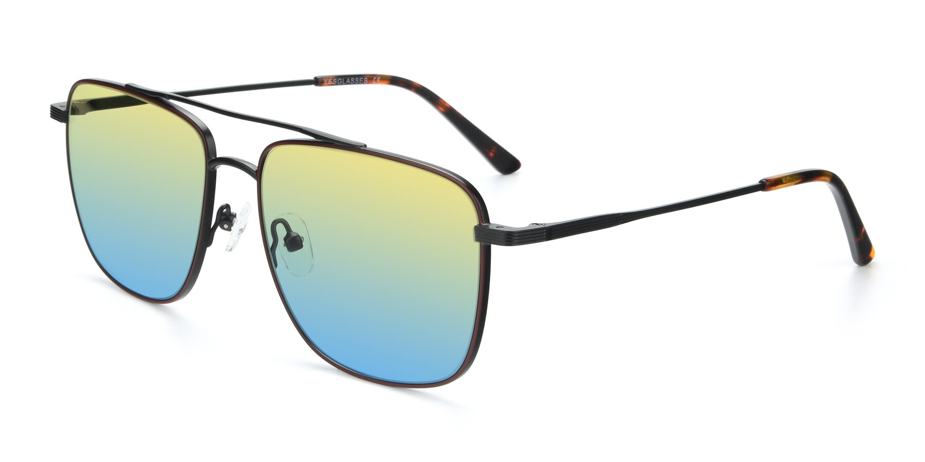 Angle of 9519 in Brown-Black with Yellow / Blue Gradient Lenses