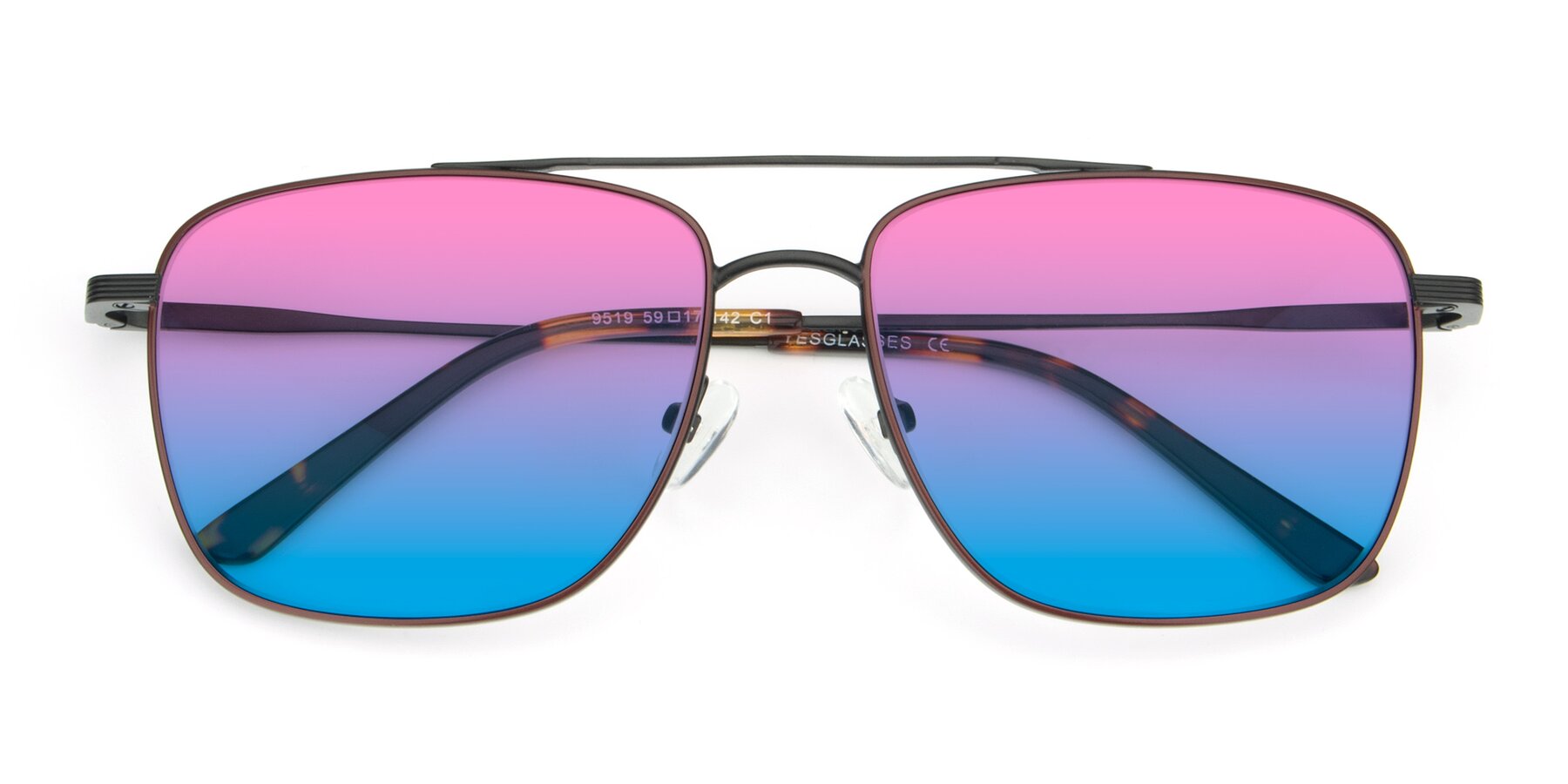 Folded Front of 9519 in Brown-Black with Pink / Blue Gradient Lenses