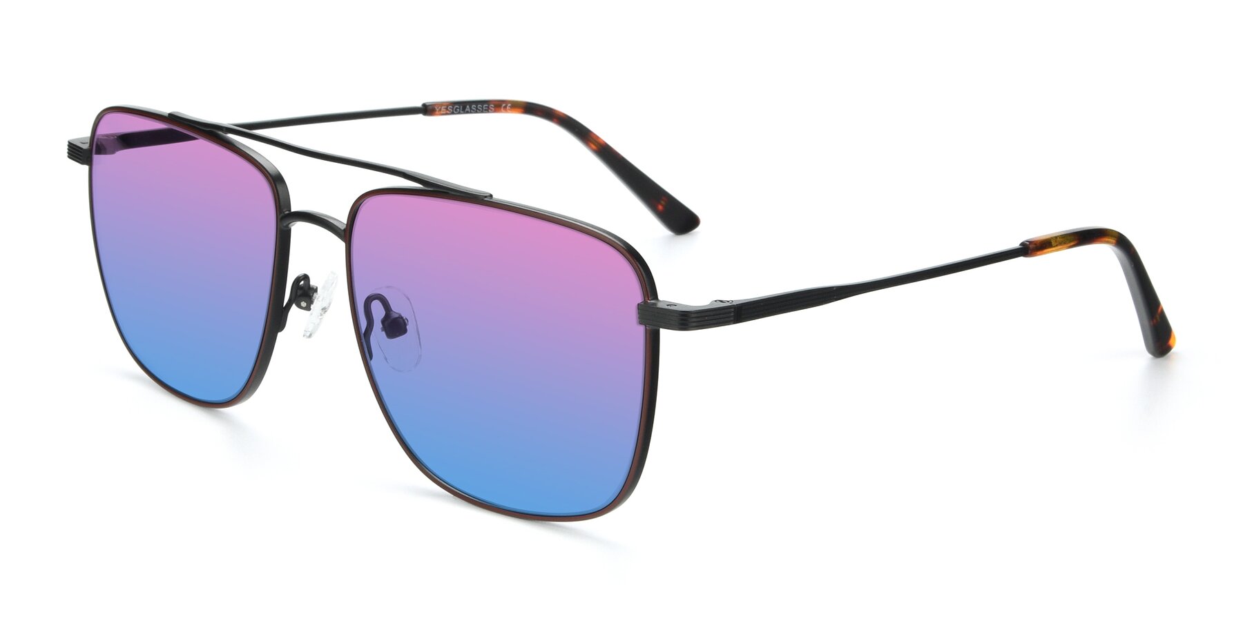 Angle of 9519 in Brown-Black with Pink / Blue Gradient Lenses