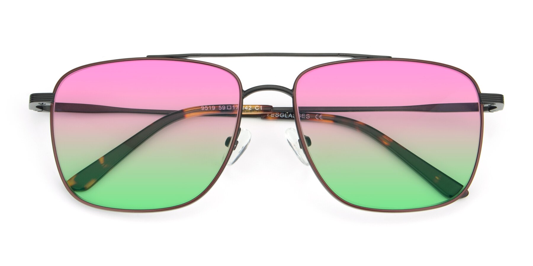 Folded Front of 9519 in Brown-Black with Pink / Green Gradient Lenses