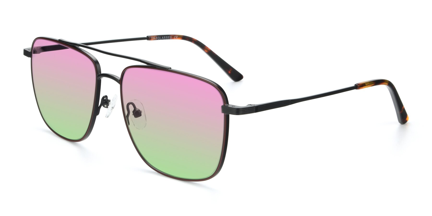Angle of 9519 in Brown-Black with Pink / Green Gradient Lenses
