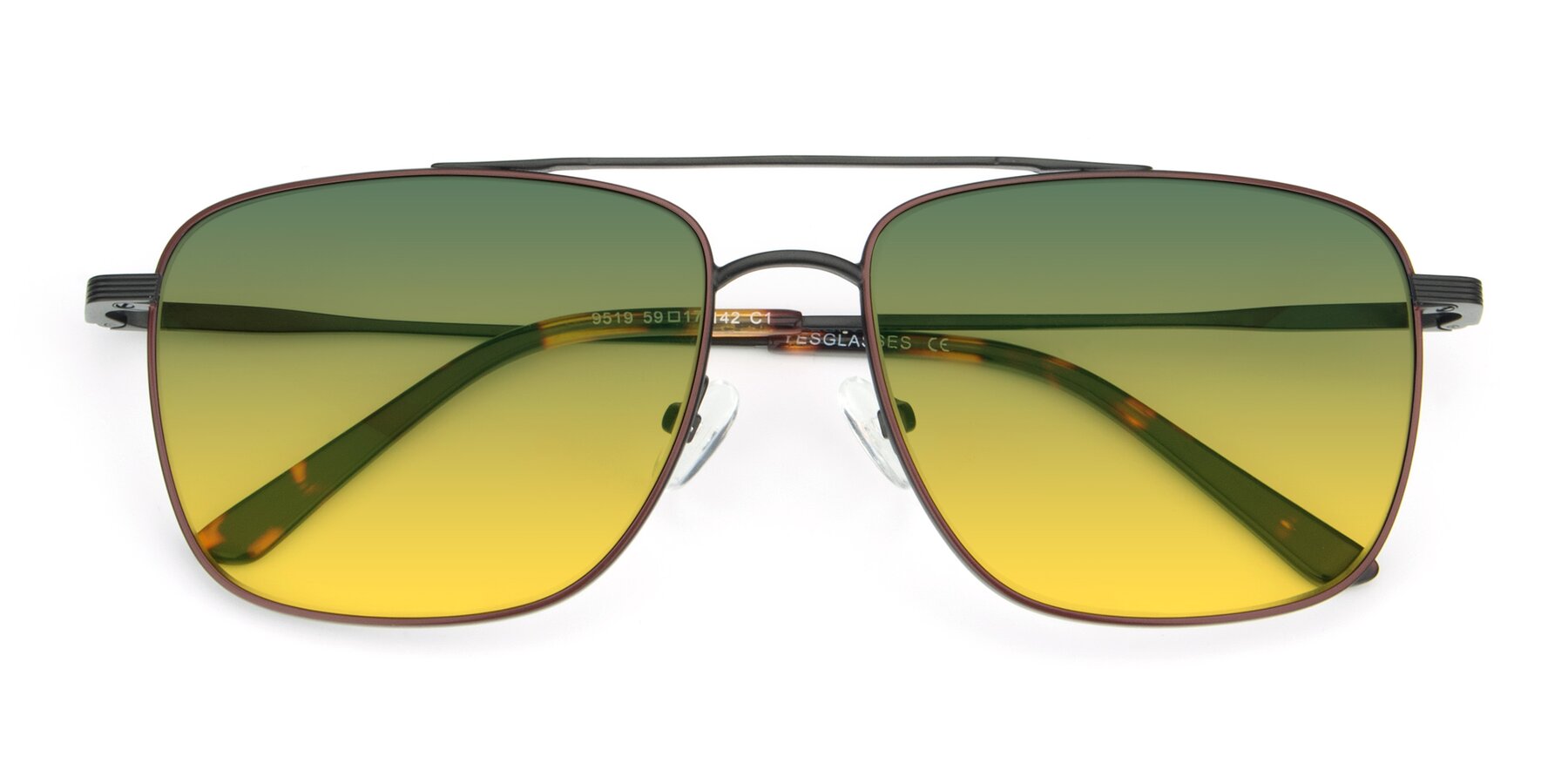 Folded Front of 9519 in Brown-Black with Green / Yellow Gradient Lenses