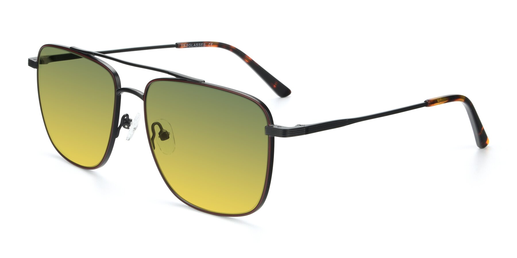 Angle of 9519 in Brown-Black with Green / Yellow Gradient Lenses