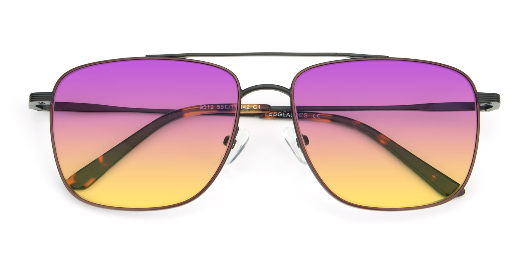 Folded Front of 9519 in Brown-Black with Purple / Yellow Gradient Lenses