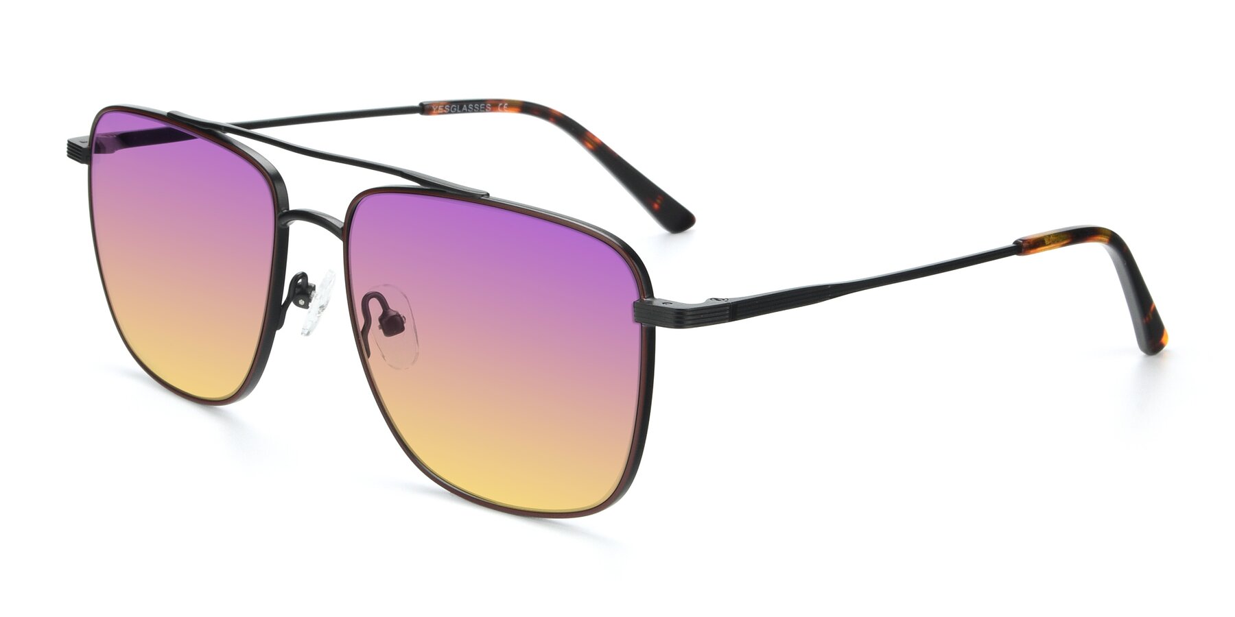 Angle of 9519 in Brown-Black with Purple / Yellow Gradient Lenses