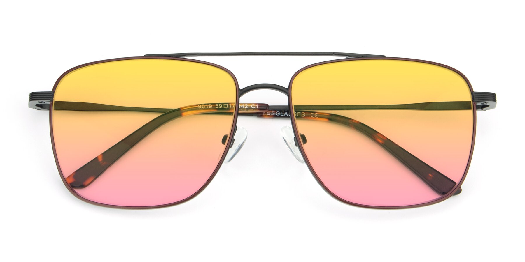 Folded Front of 9519 in Brown-Black with Yellow / Pink Gradient Lenses