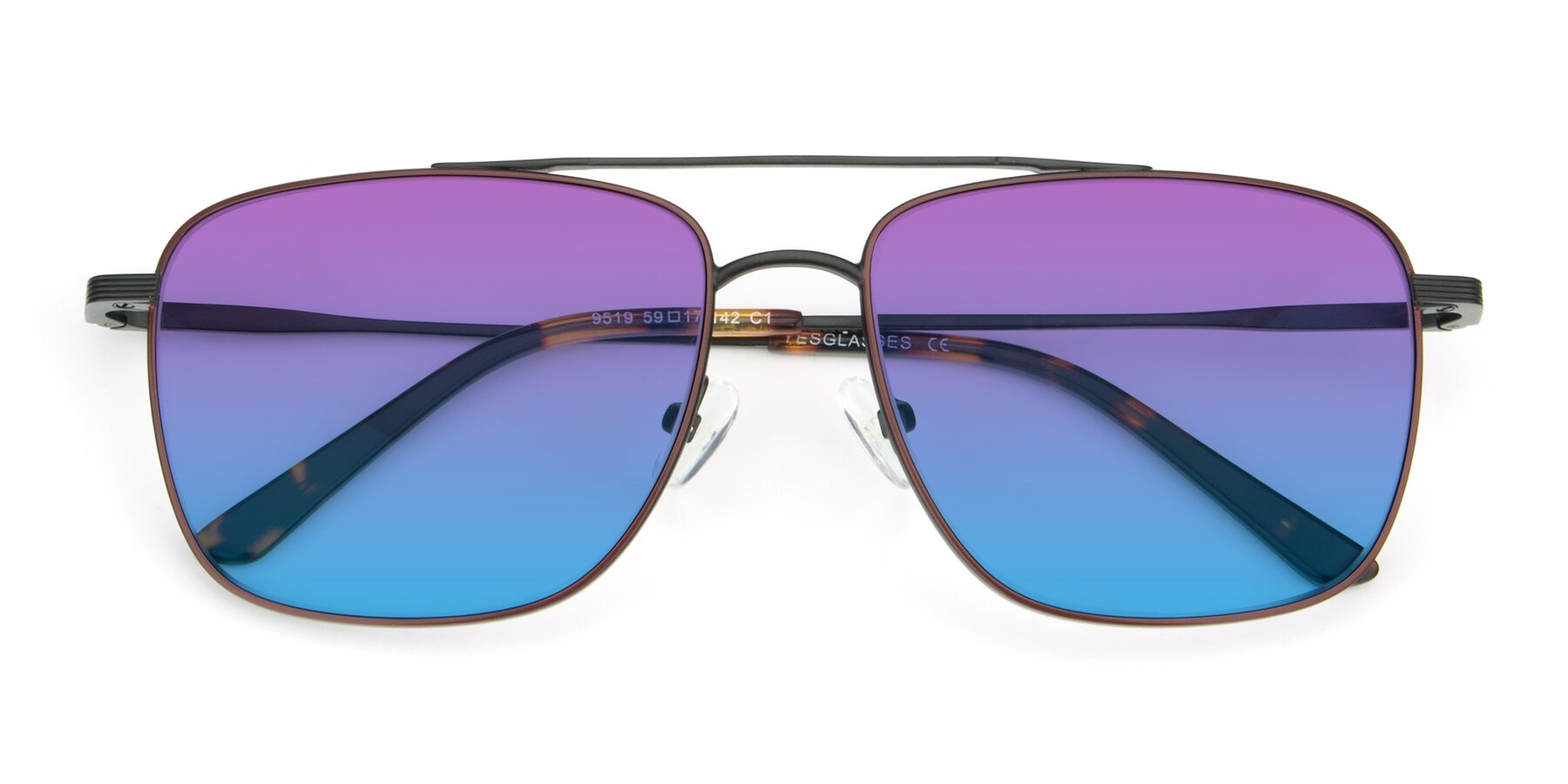 Folded Front of 9519 in Brown-Black with Purple / Blue Gradient Lenses