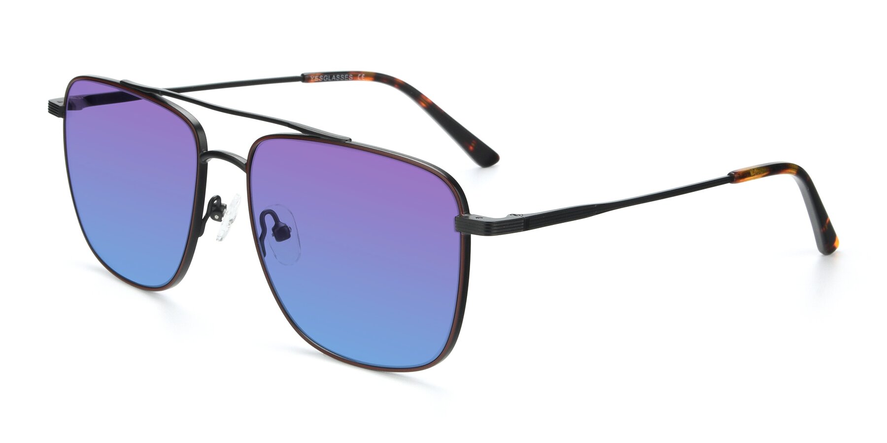 Angle of 9519 in Brown-Black with Purple / Blue Gradient Lenses