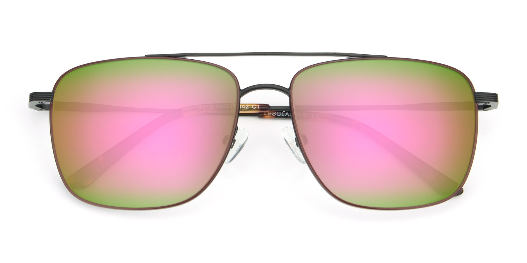 Folded Front of 9519 in Brown-Black with Pink Mirrored Lenses