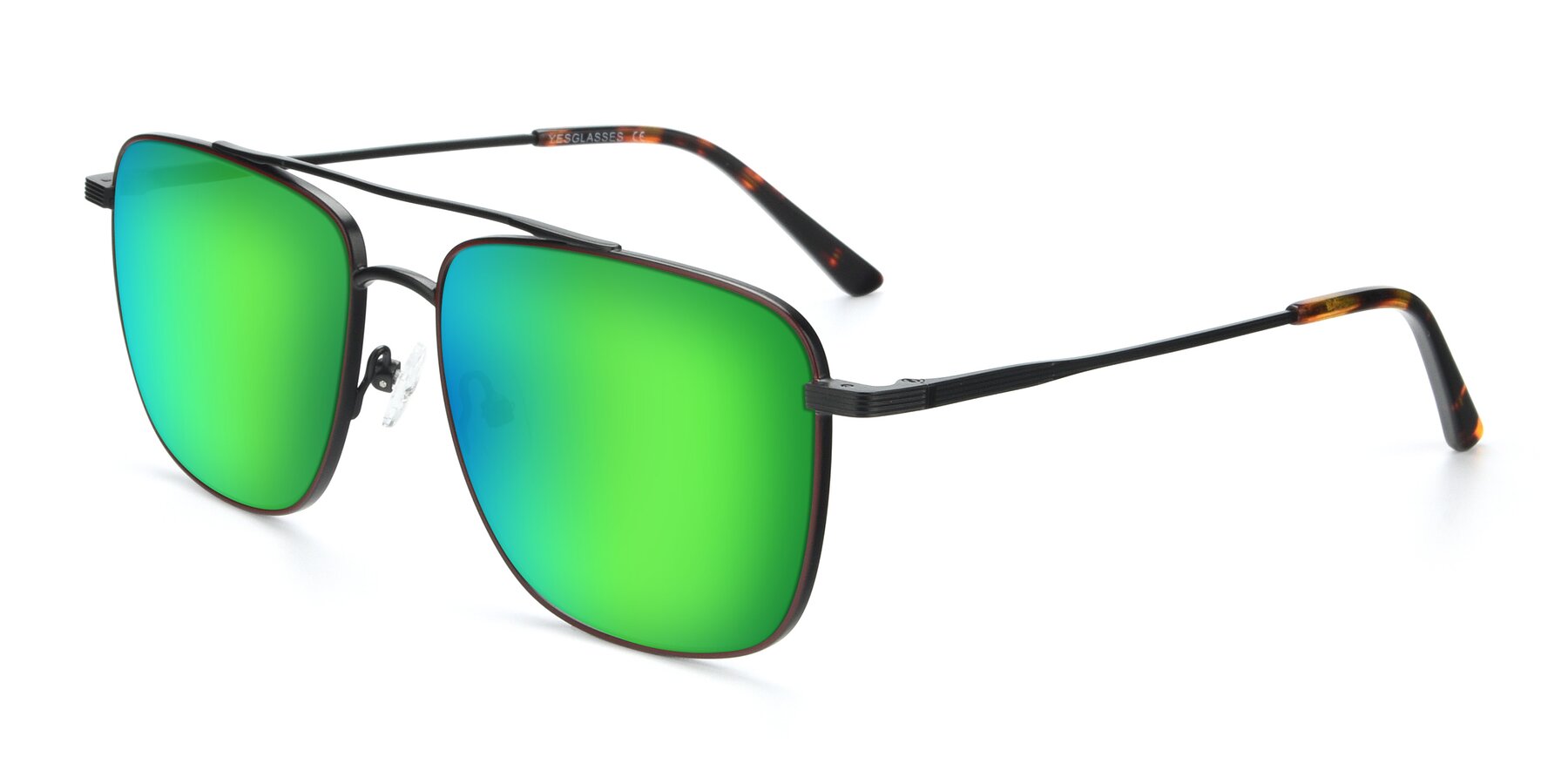 Angle of 9519 in Brown-Black with Green Mirrored Lenses