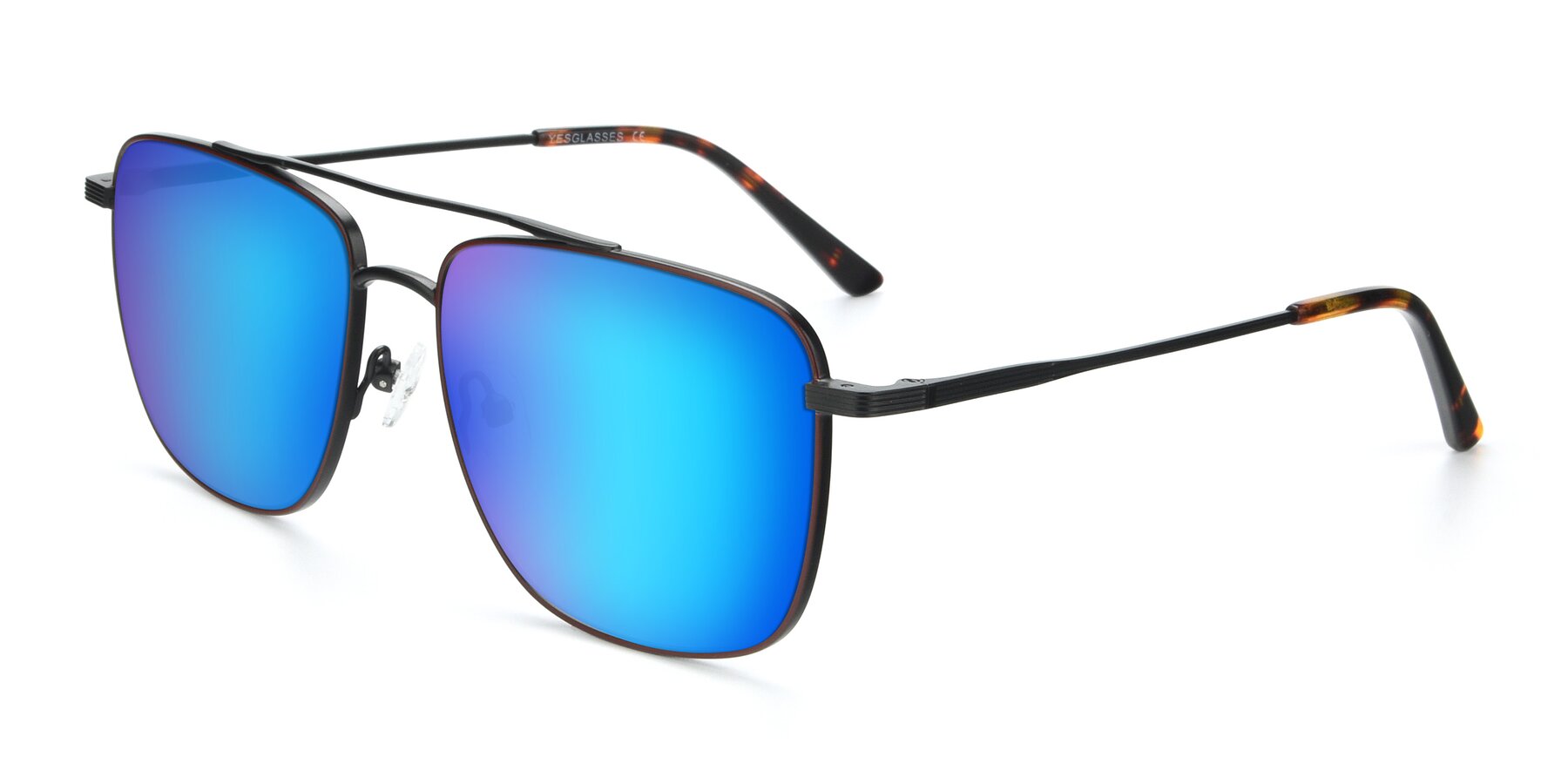 Angle of 9519 in Brown-Black with Blue Mirrored Lenses