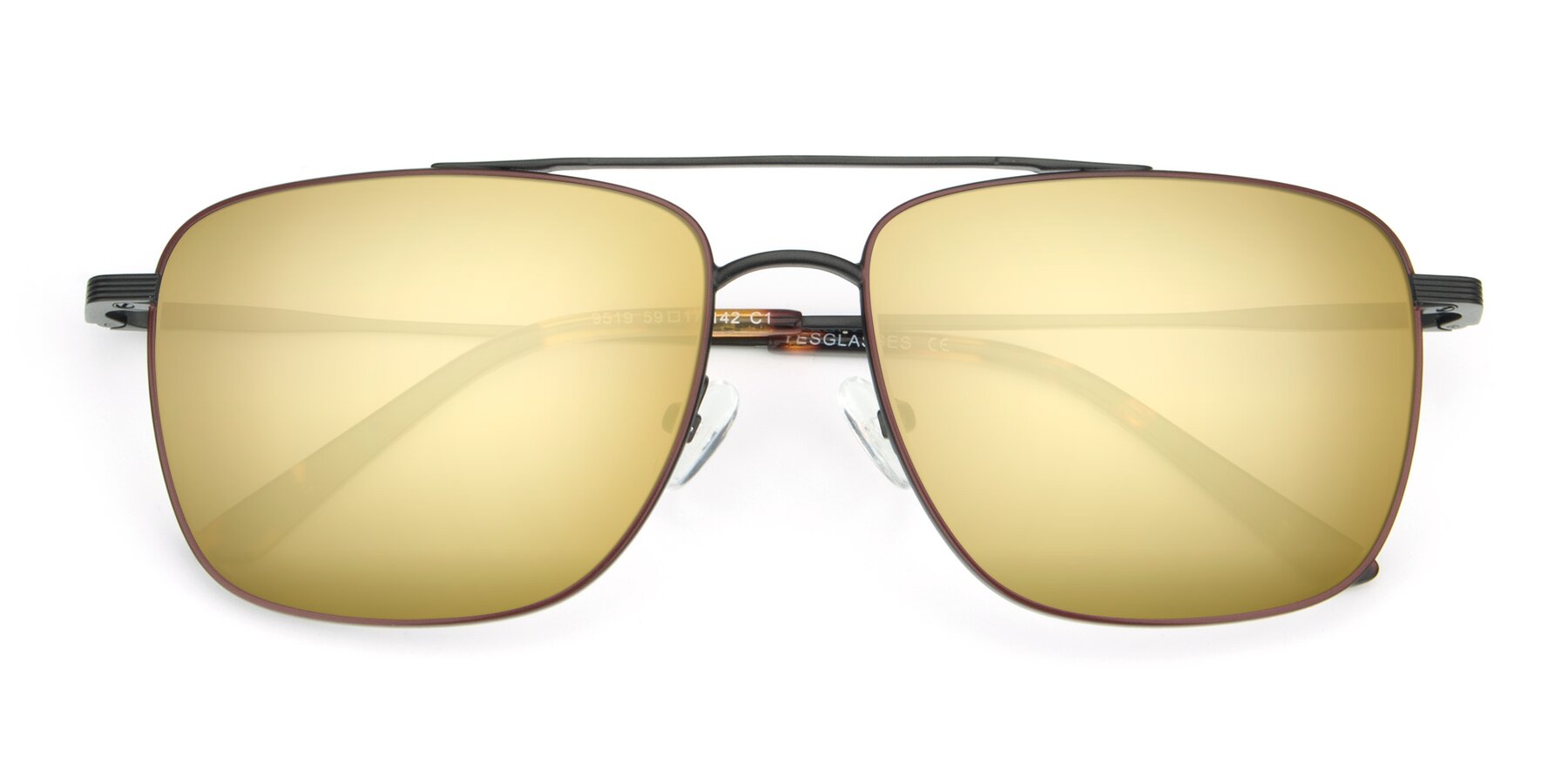 Folded Front of 9519 in Brown-Black with Gold Mirrored Lenses