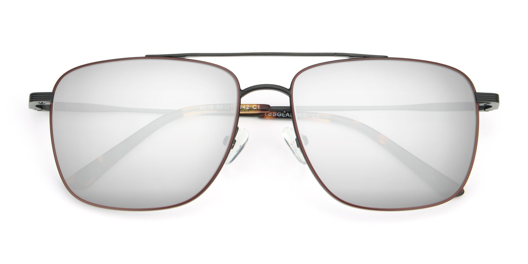 Folded Front of 9519 in Brown-Black with Silver Mirrored Lenses