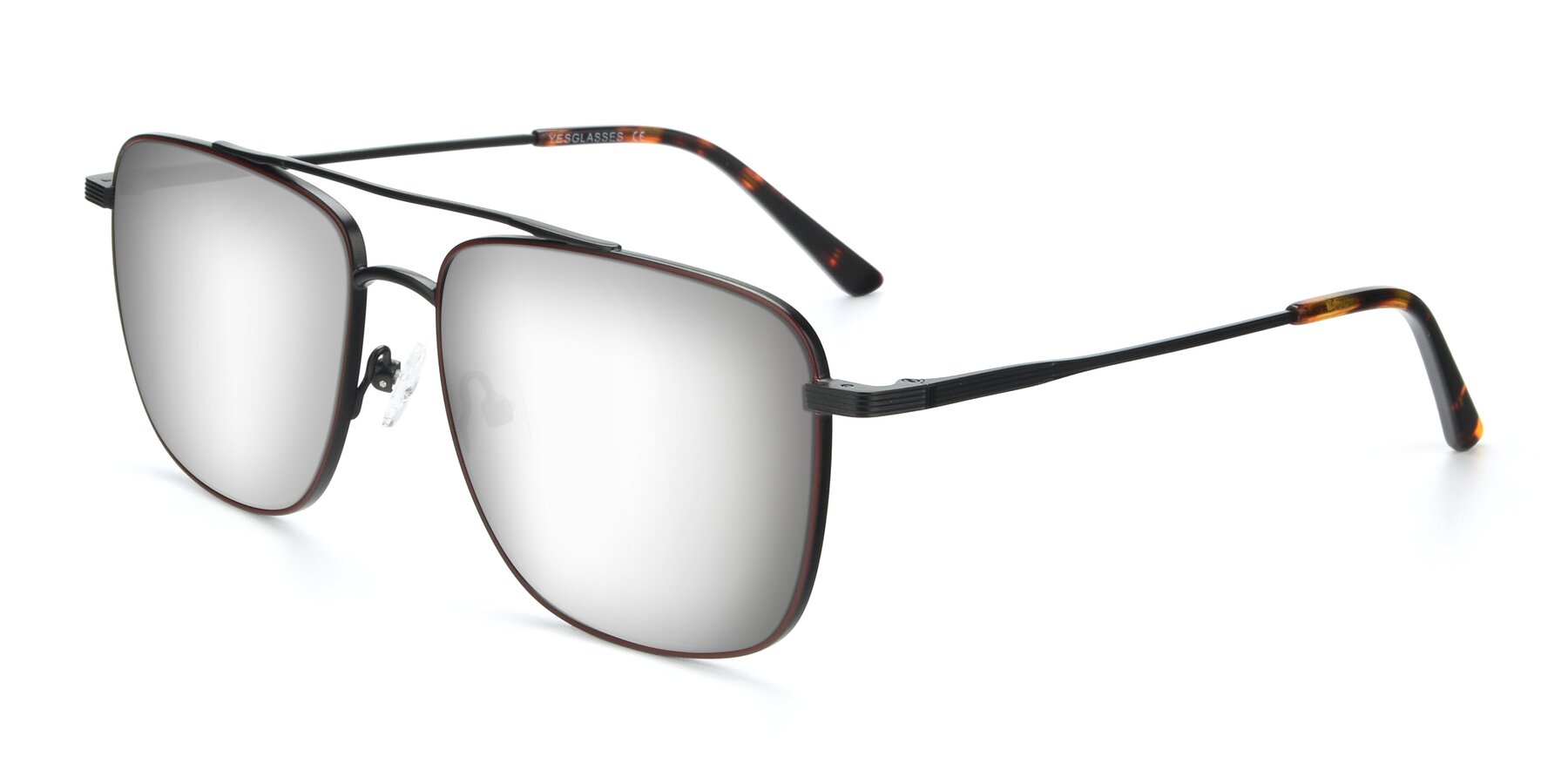 Angle of 9519 in Brown-Black with Silver Mirrored Lenses