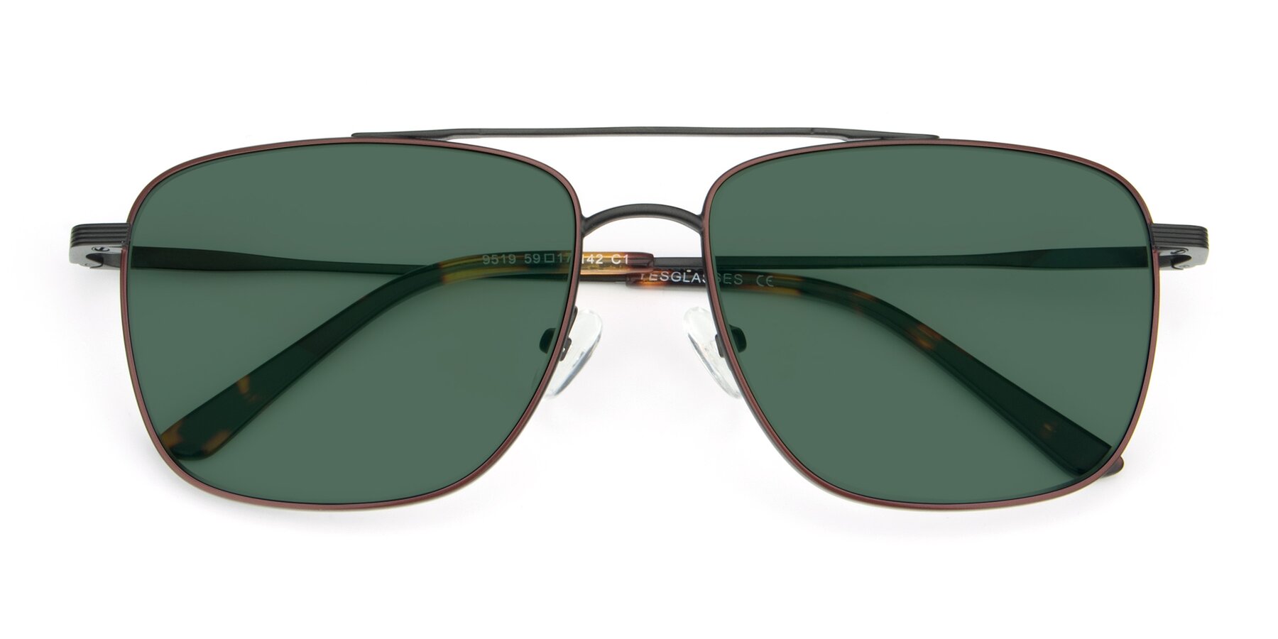 Folded Front of 9519 in Brown-Black with Green Polarized Lenses
