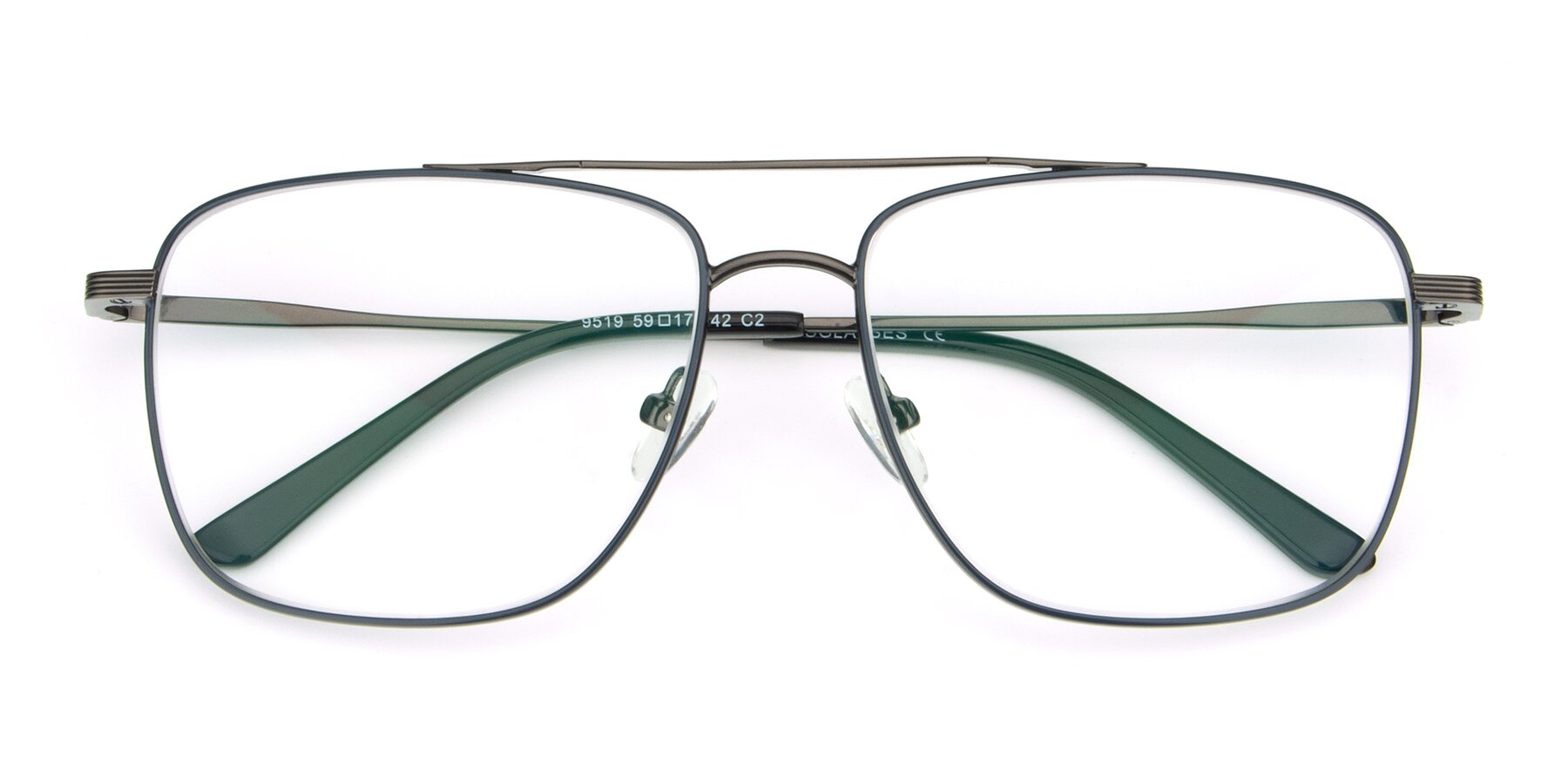 Folded Front of 9519 in Ink Blue-Gunmetal with Clear Eyeglass Lenses